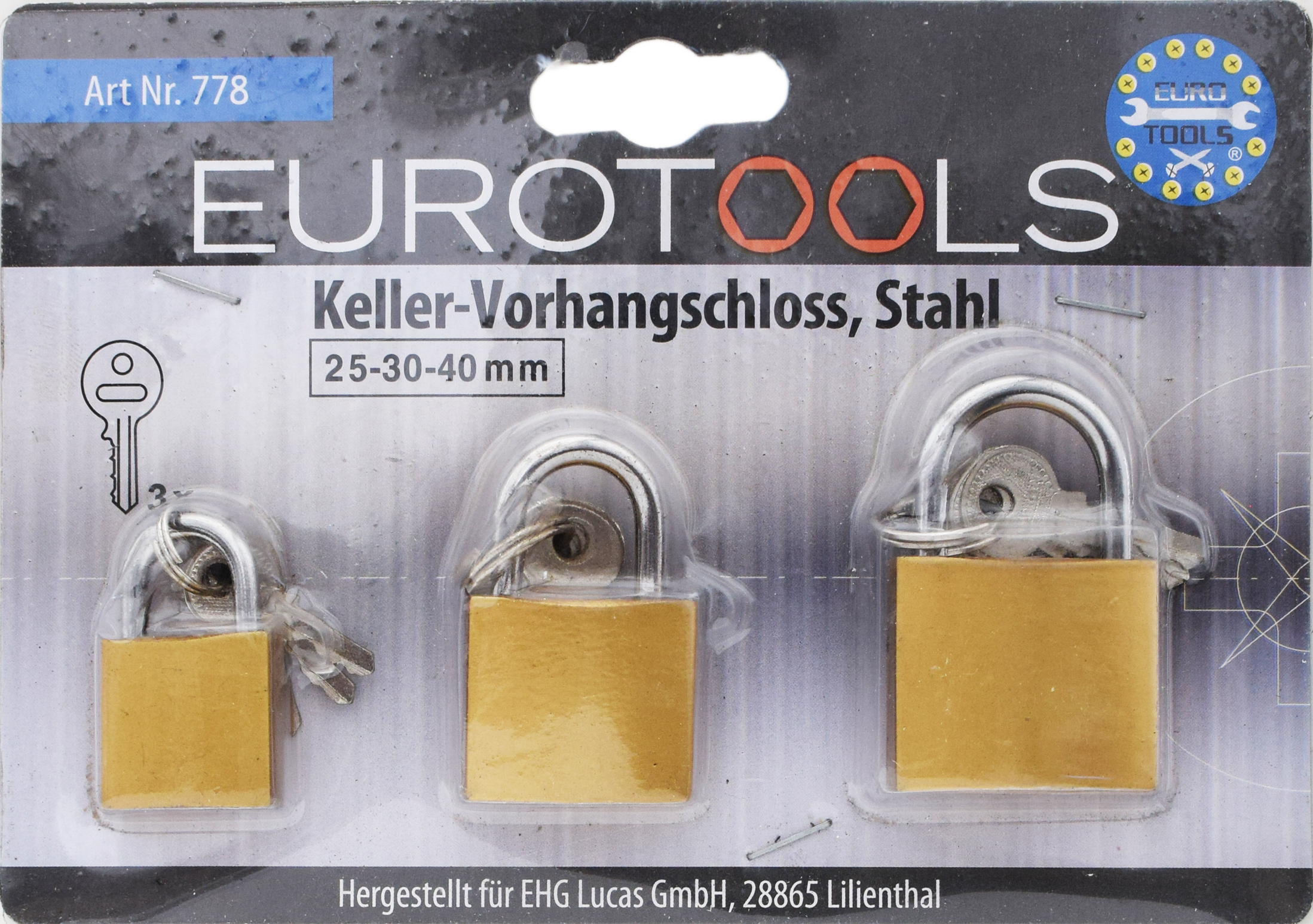 Keller-Vorhangschloss-Set 3-teilig