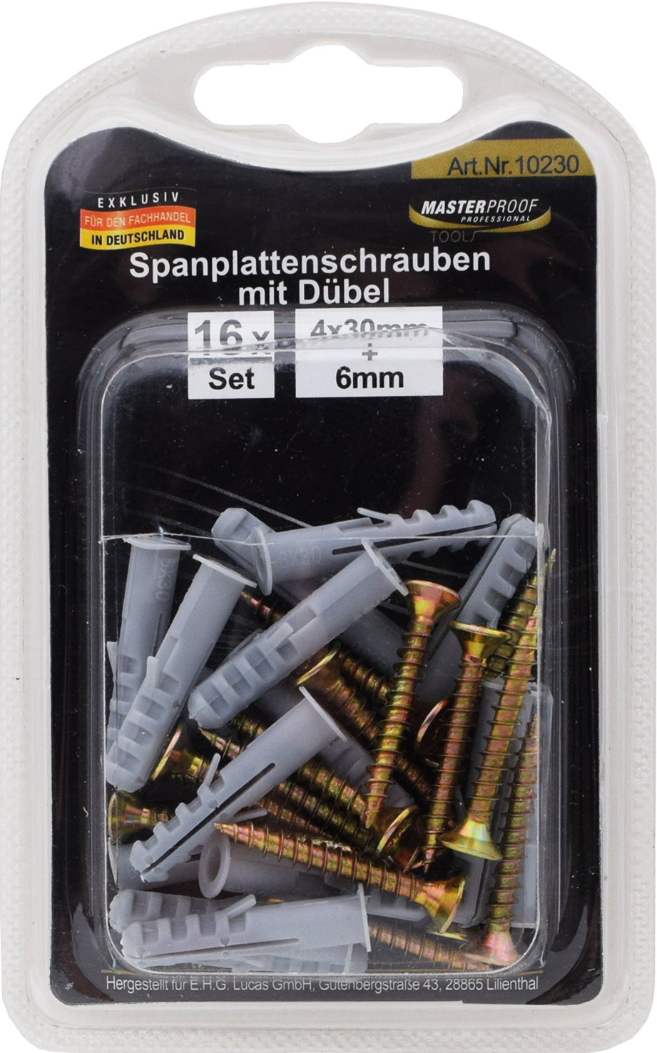 Spanplattenschrauben 4 x 30 mm mit Dübel 6 mm