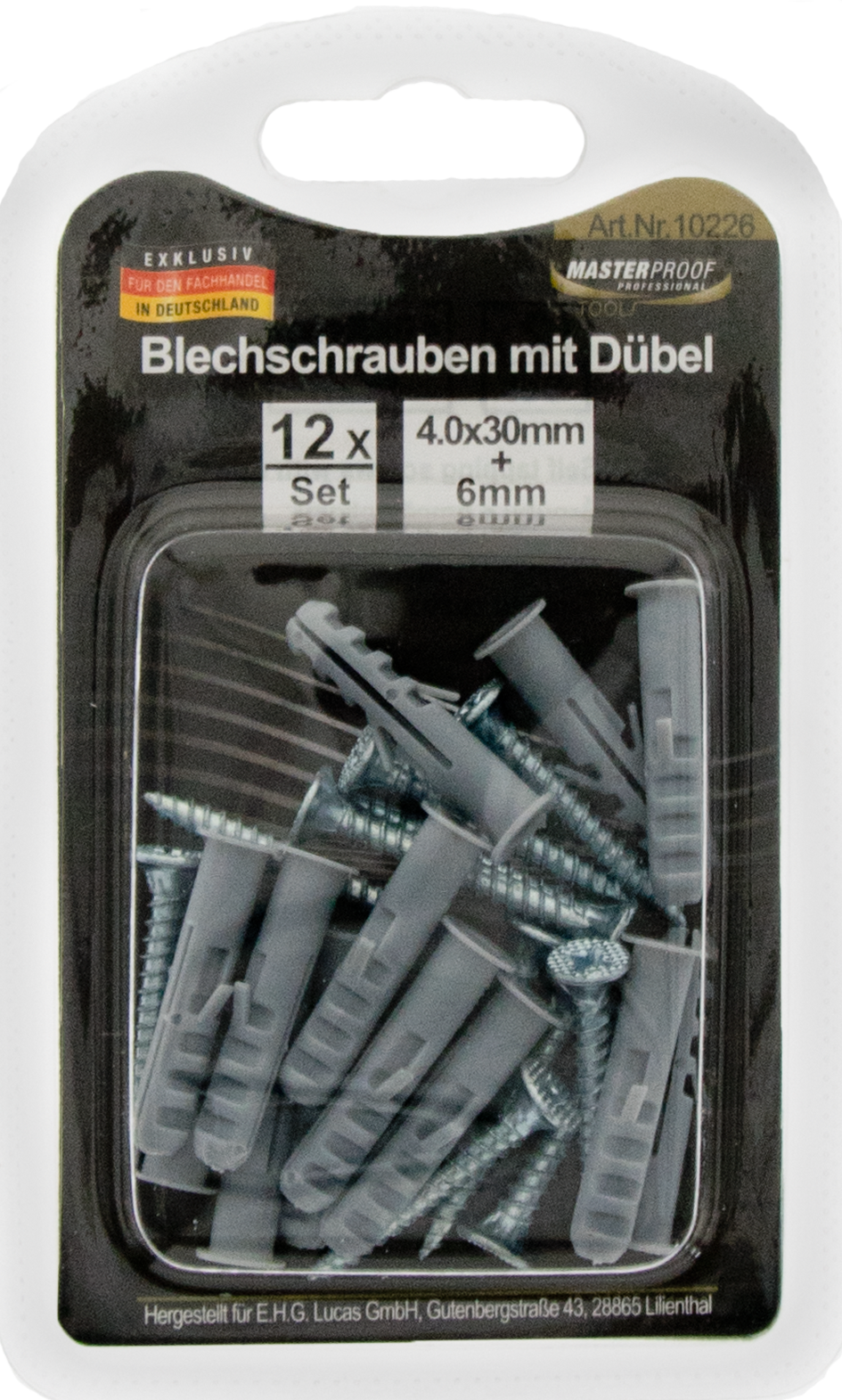 Blechschrauben 4 x 30 mm mit Dübel 6 mm