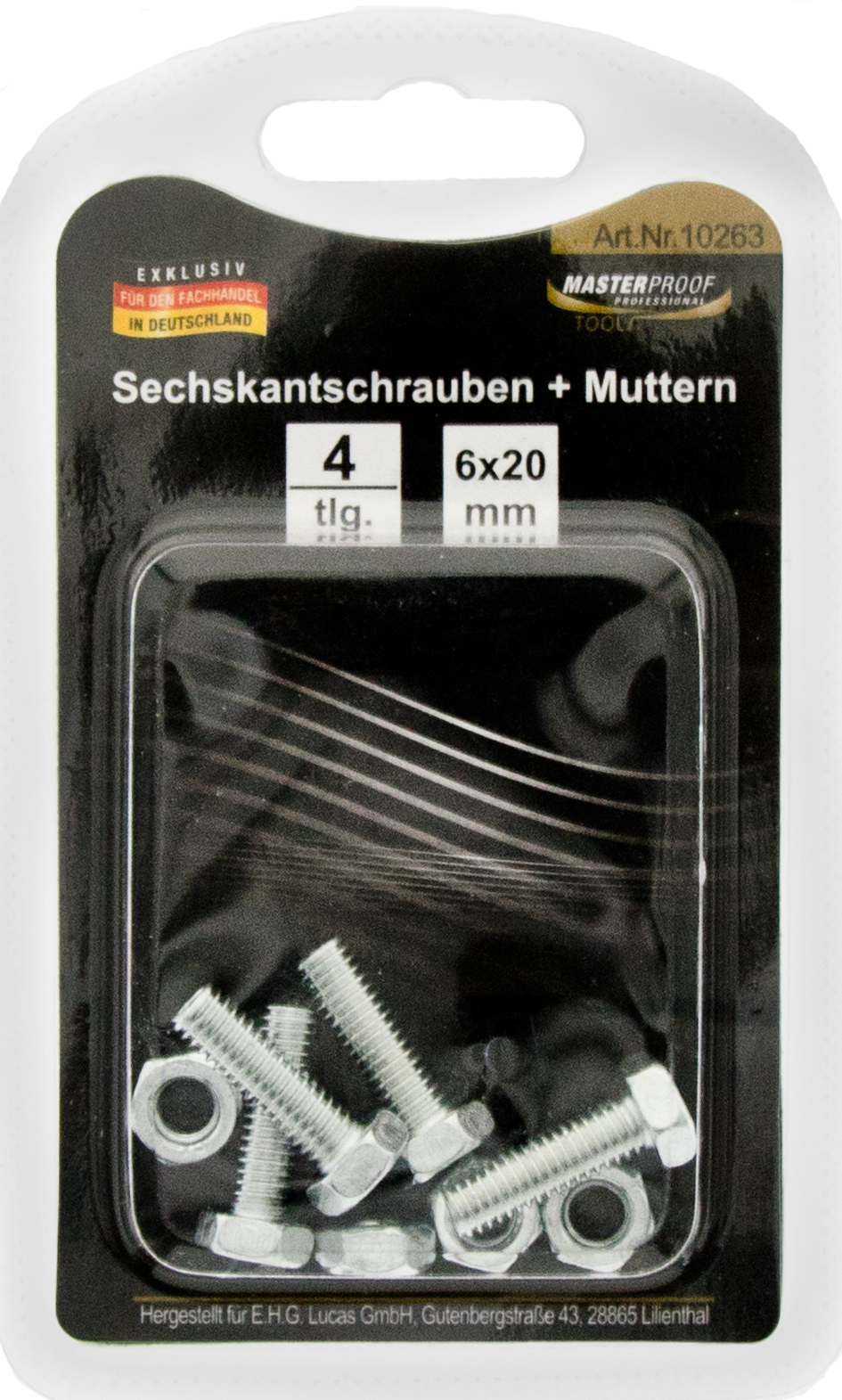 Sechskantschrauben und Muttern 6 x 20 mm