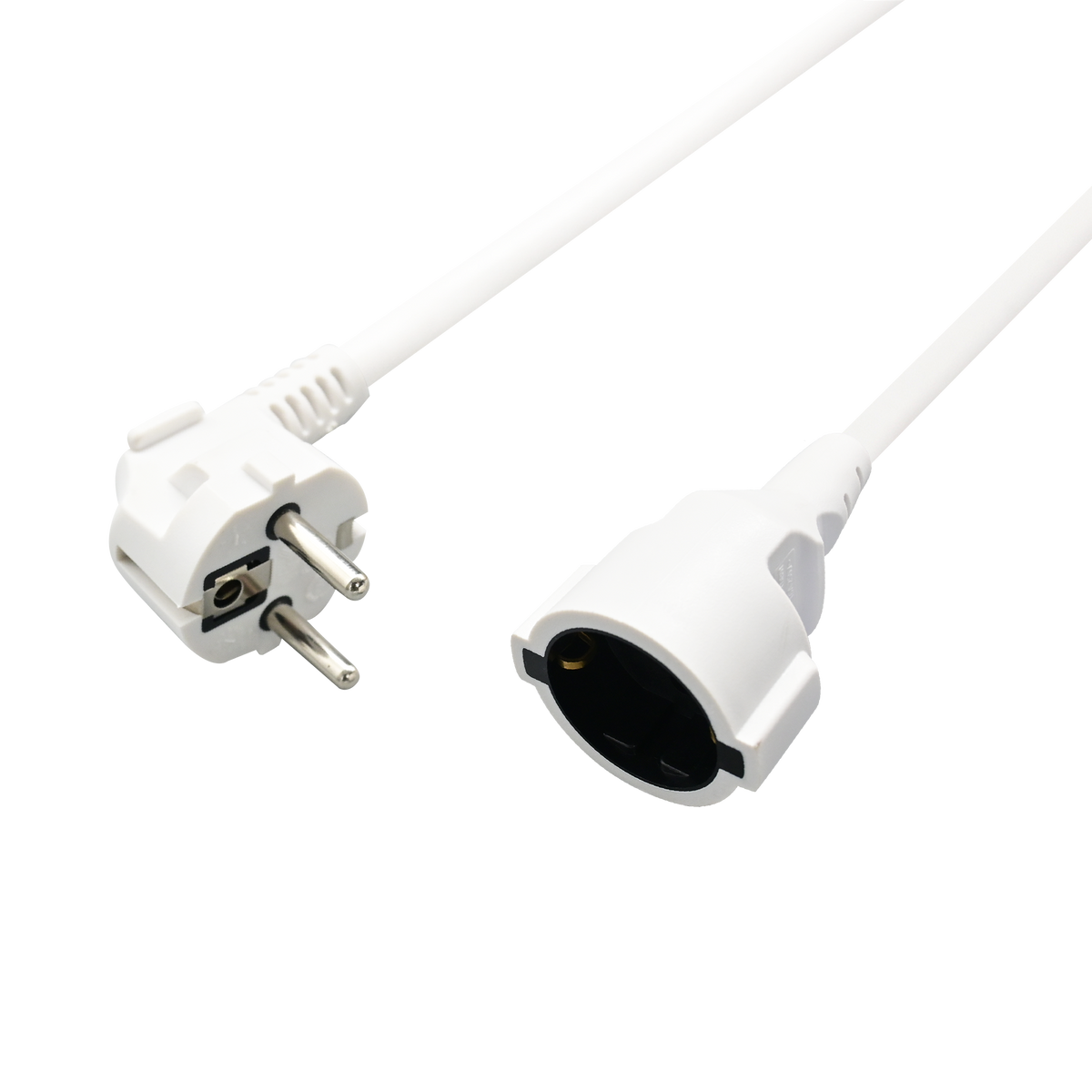 Schuko-Verlängerung mit Winkelstecker – 16A - 3680W - 500cm - weiß