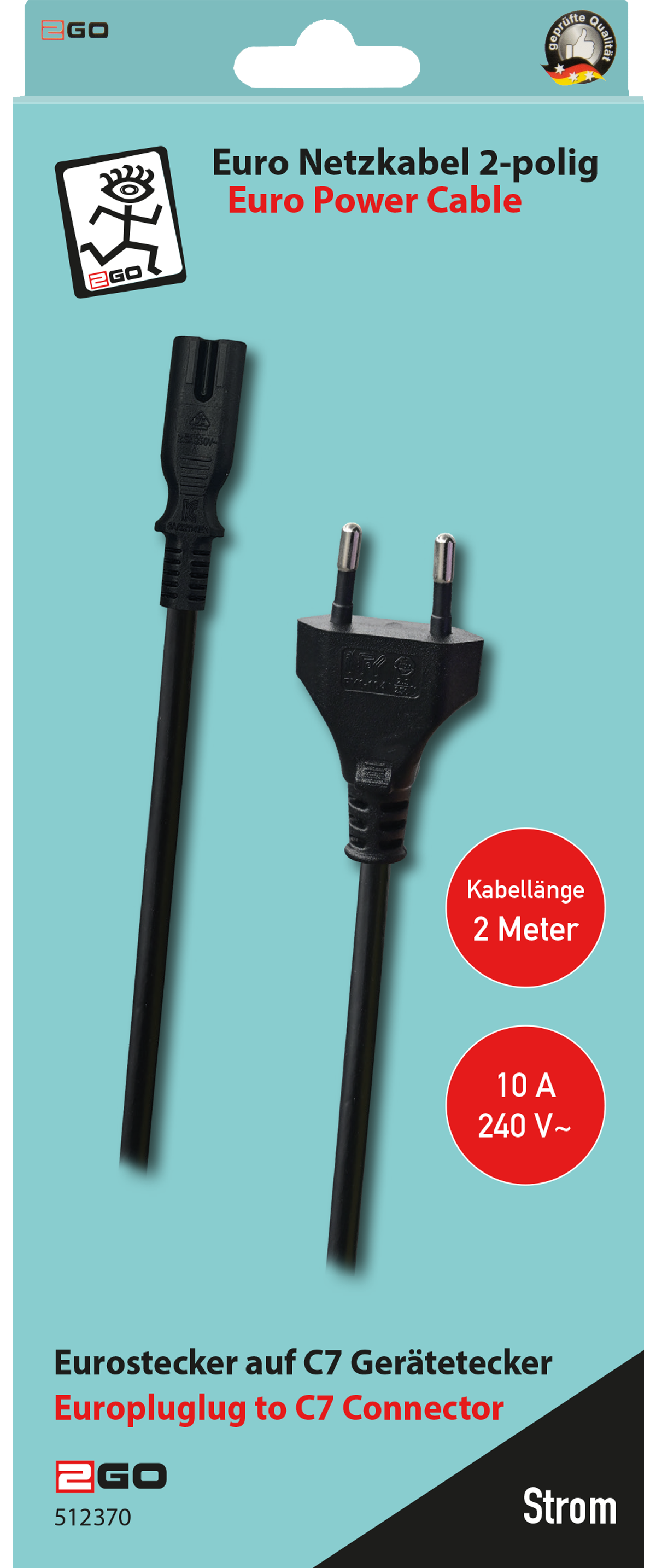 Euro-Netzkabel 2-polig