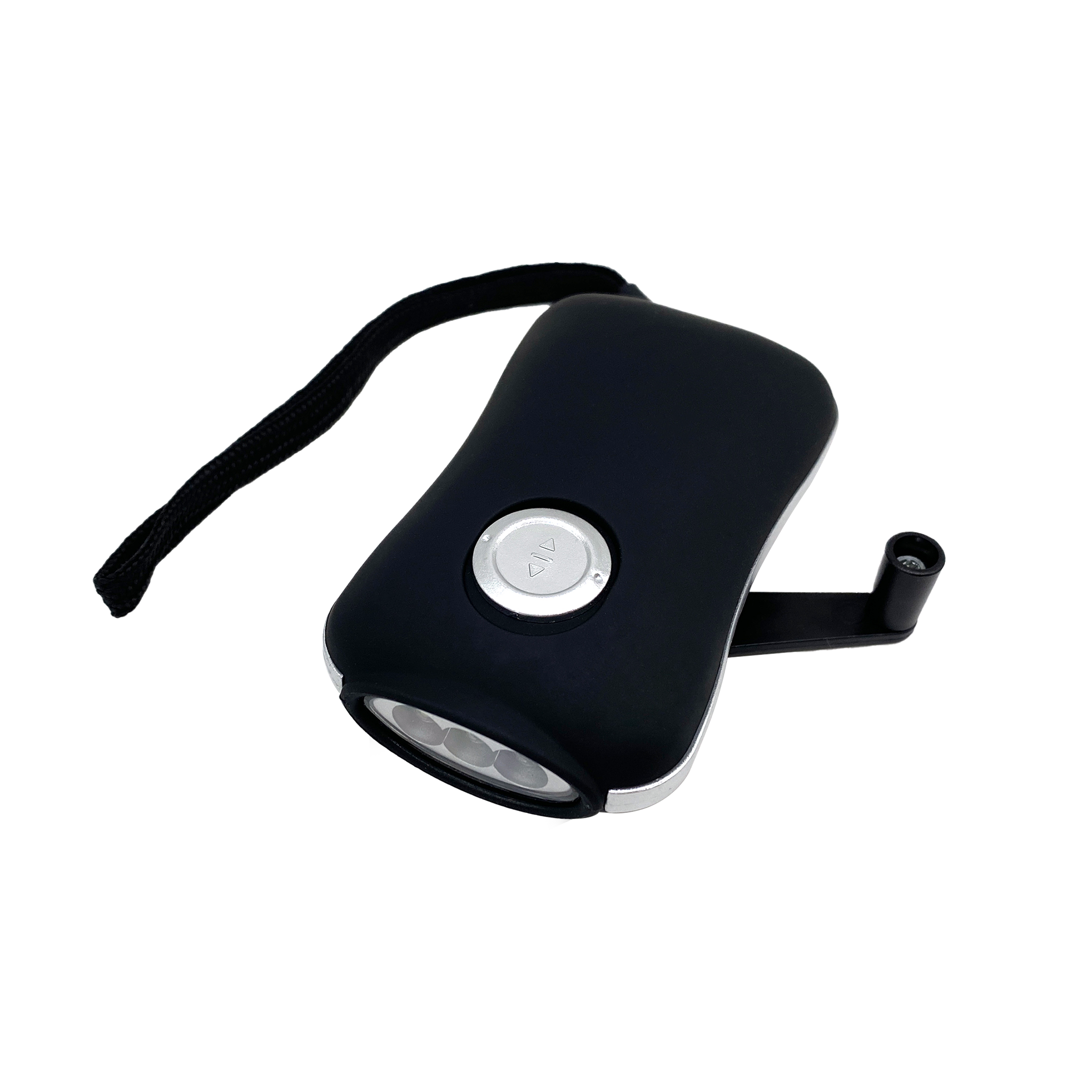 Taschenlampe "Dynamo" - 3 LEDs - 10 Lumen - Li-Ion Akku - Handkurbel - schwarz