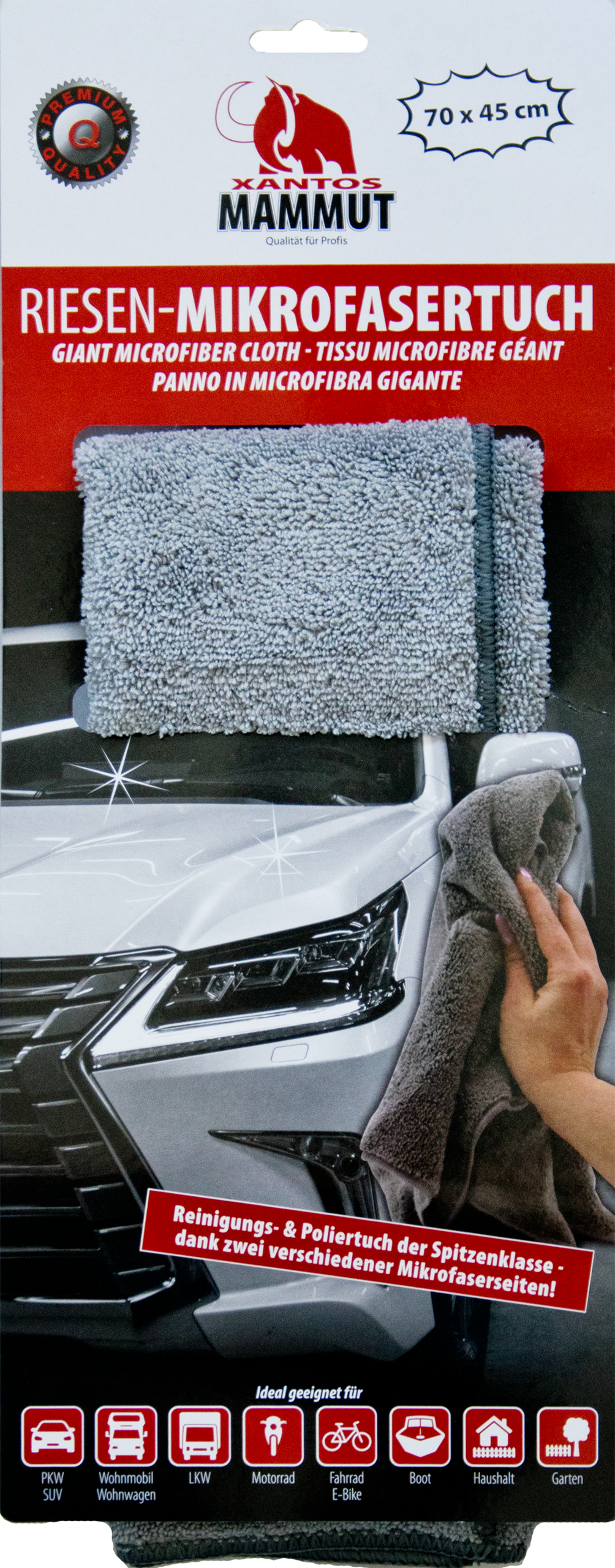 Mammut Riesen-Mikrofaser-2-Seiten-Polishtuch grau