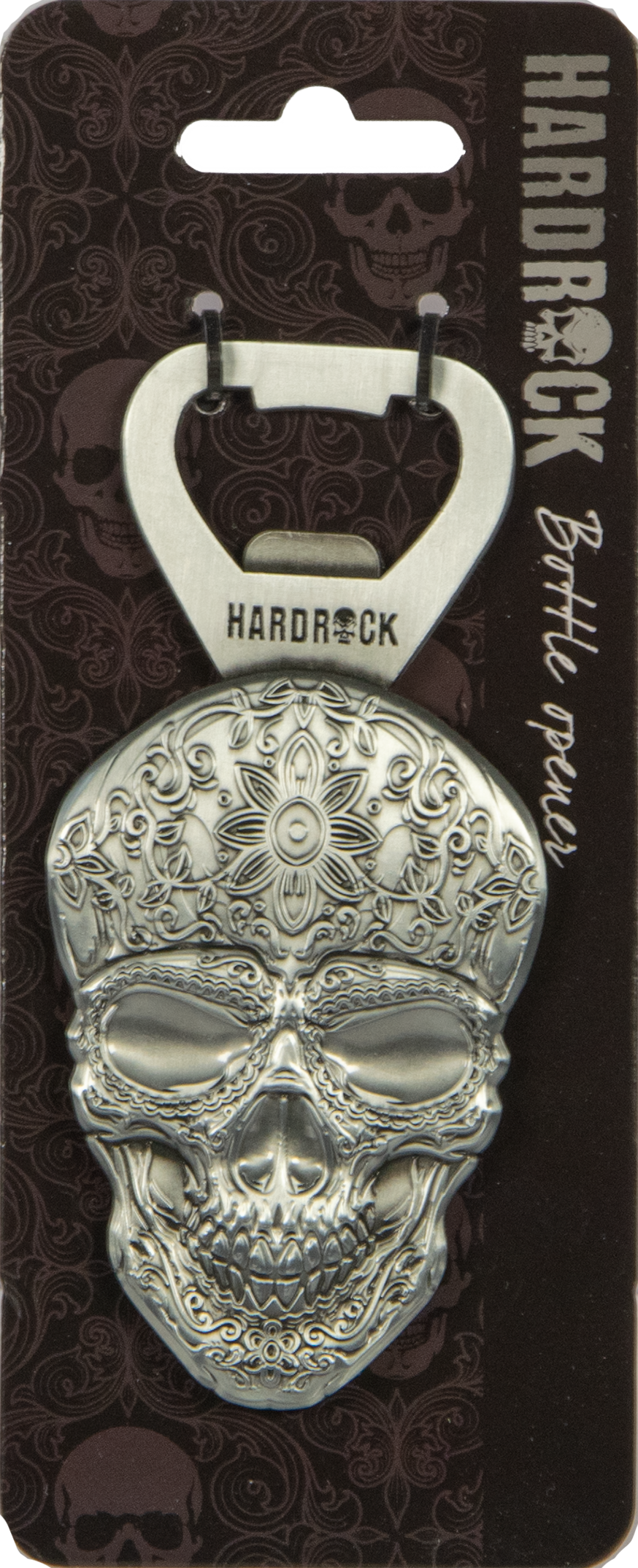 Metall-Flaschenöffner mit Magnet – HardRock, Motiv „Totenkopf“