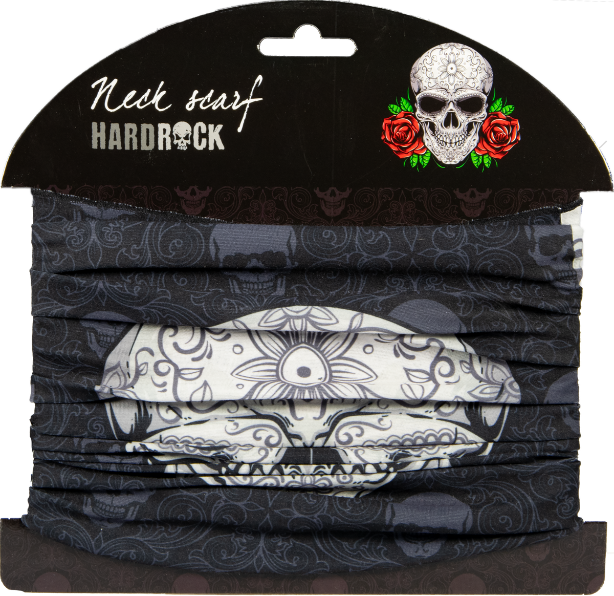 Elastisches Hals-/Multifunktionstuch – HardRock, Motiv „Totenkopf“