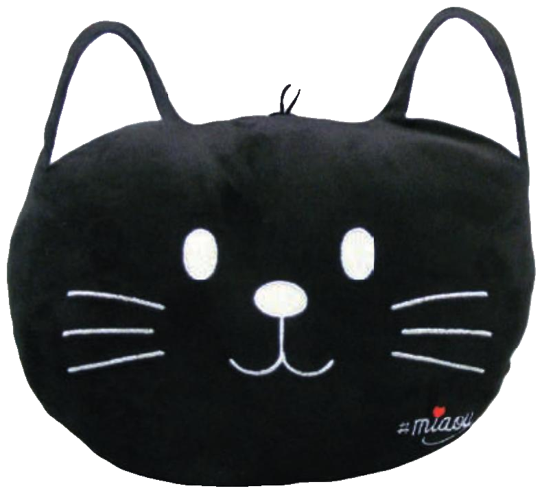 Deko Plüschkissen – 15 cm – Miaou, Farbe Schwarz