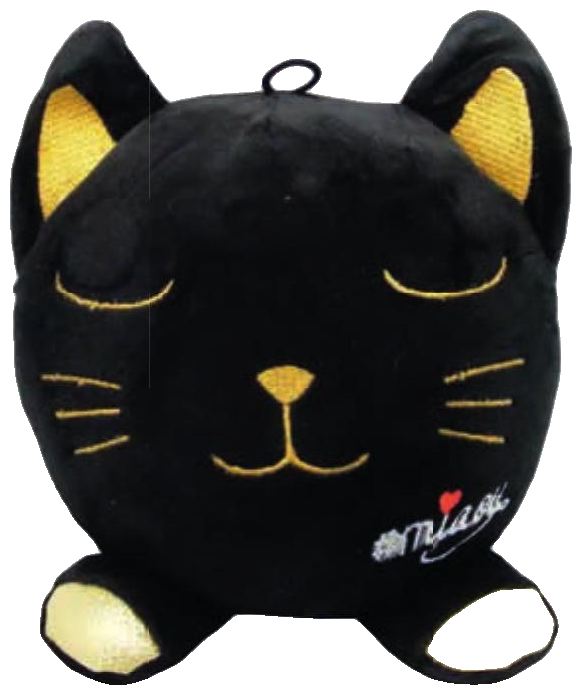 Deko Plüschkissen – 15 cm – Miaou, Farbe Schwarz