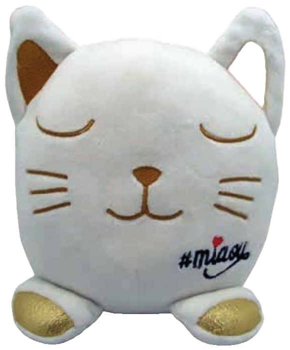 Deko Plüschkissen – 15 cm – Miaou, Farbe Weiß