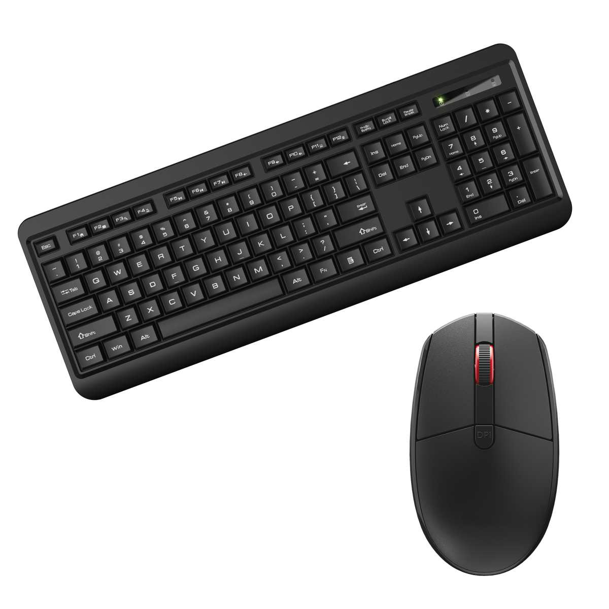 Funk-Set 2,4 GHz schwarz - Tastatur - 105 Tasten - QWERTZ & Maus - 4D - 1600 DPI