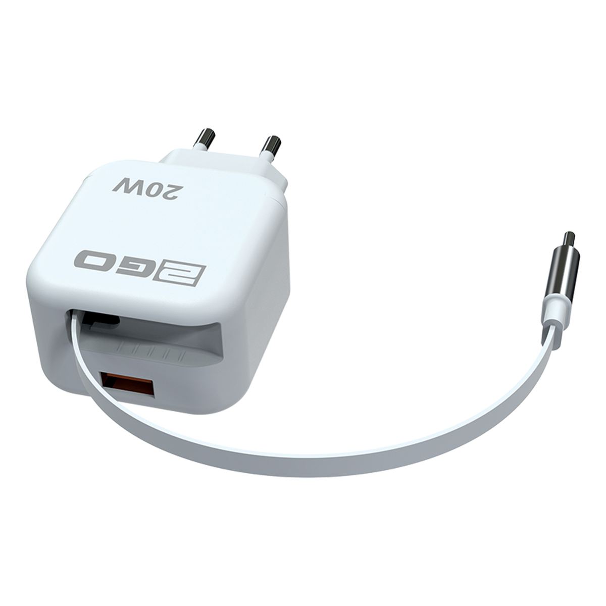 Thekendisplay - USB Type-C - Netz- & Kfz-Schnell-Ladegeräte mit ausziehbaren Kabeln - je 4 Stück