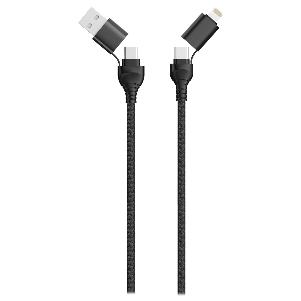 Ready2Sell Strip USB A / USB Type-C Multi-Ladekabel - Nylonummantelung - rot & blau & schwarz - 12 Stück