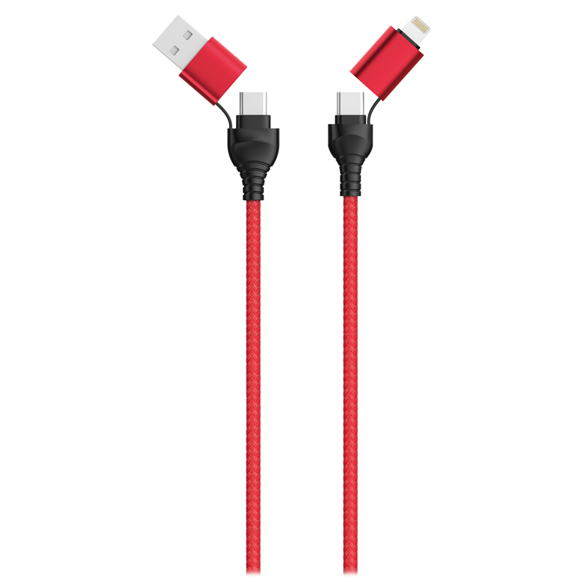 Ready2Sell Strip USB A / USB Type-C Multi-Ladekabel - Nylonummantelung - rot & blau & schwarz - 12 Stück