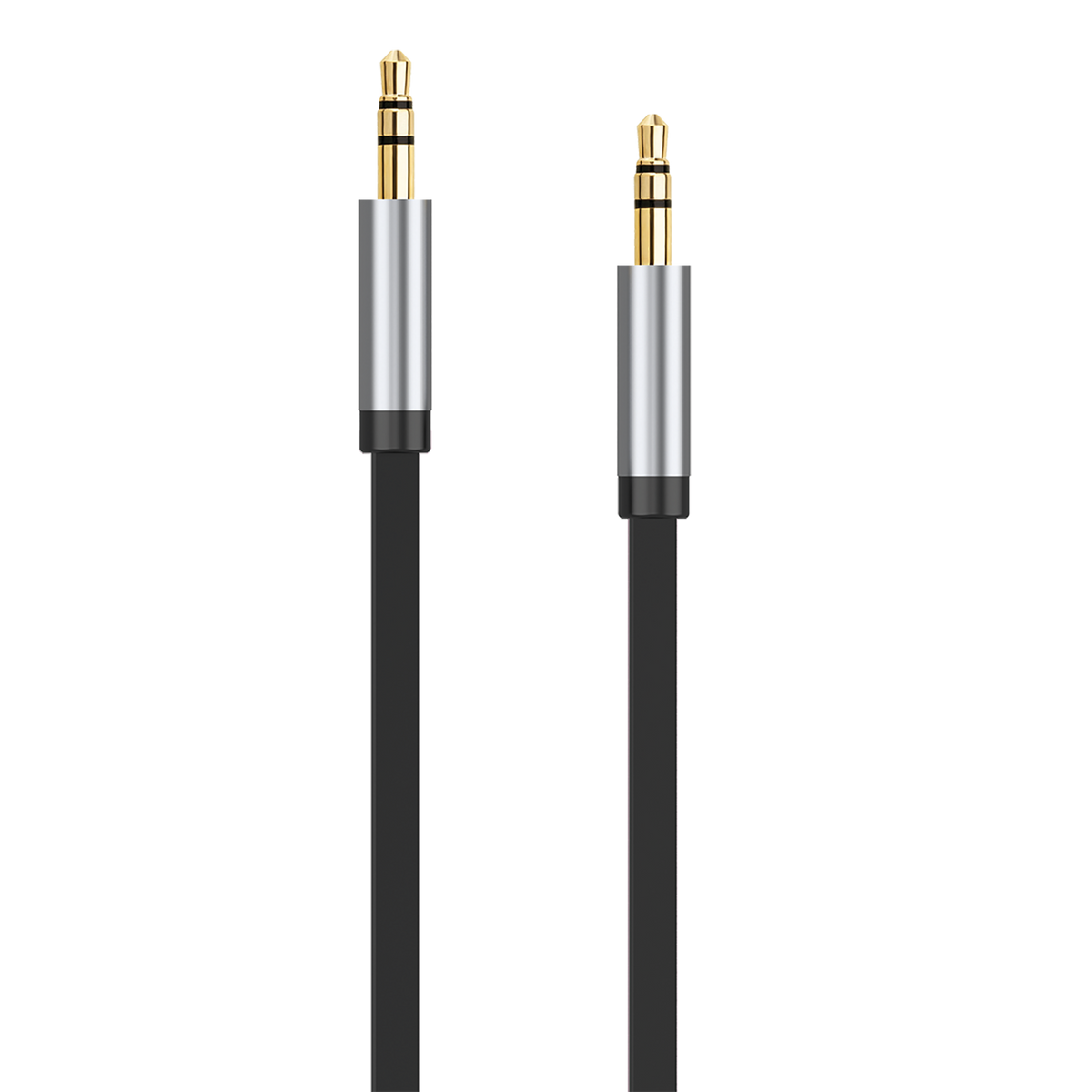 AUX-Audio-Kabel - Flachkabel - 3,5 mm Klinkenstecker auf 3,5 mm Klinkenstecker - vergoldete Stecker - 150 cm - schwarz