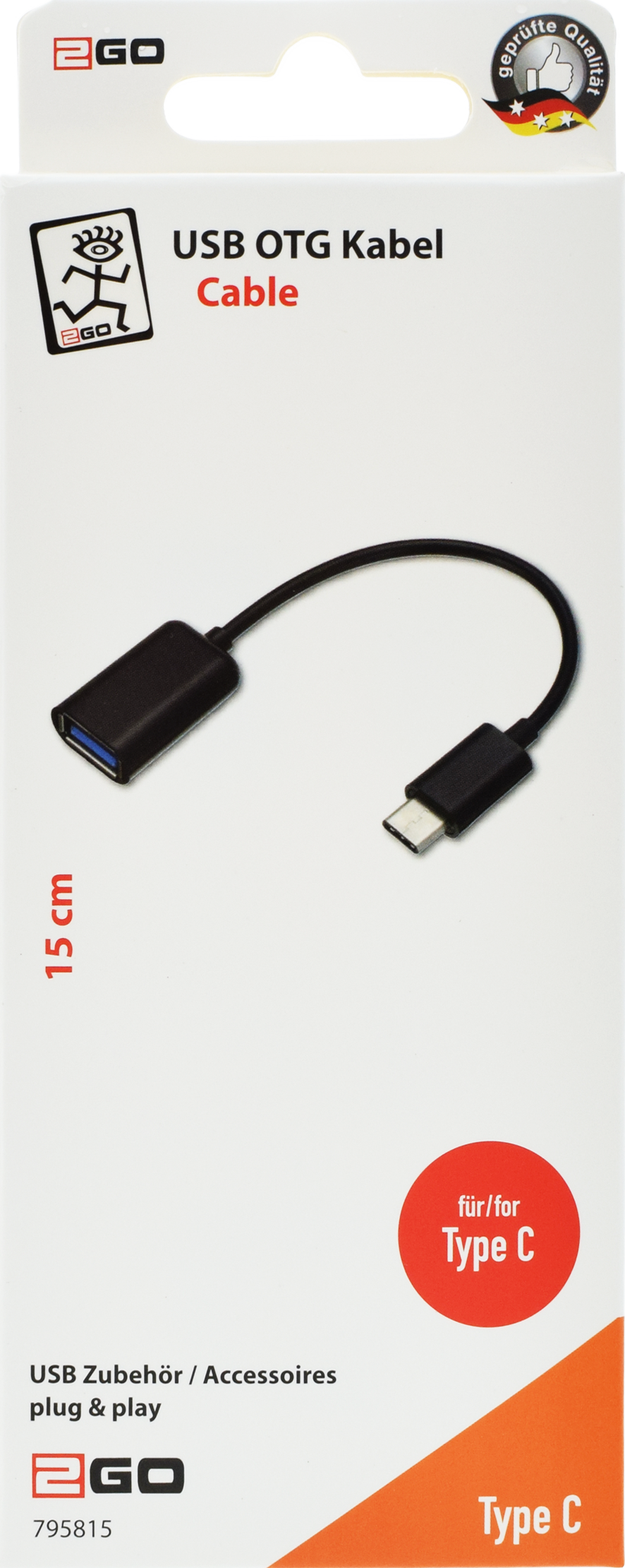 USB OTG Host Kabel - schwarz - 14,5 cm