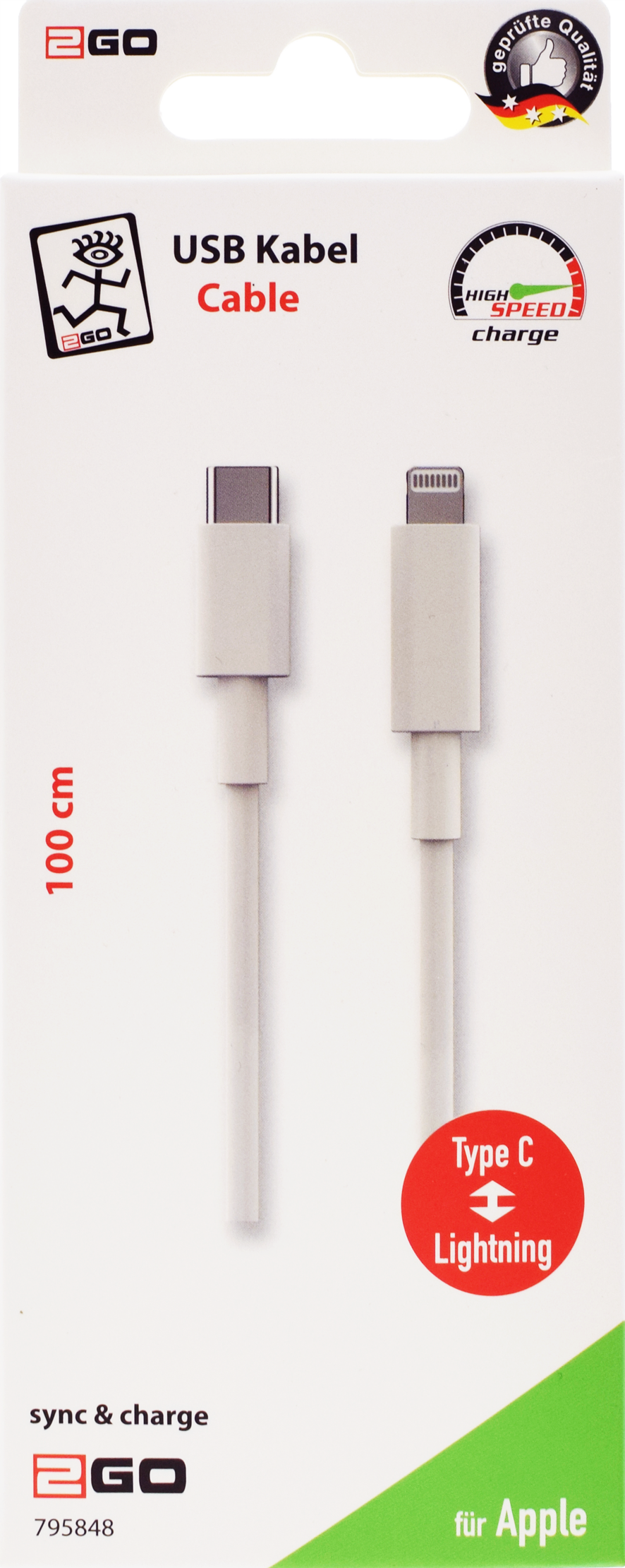 USB Datenkabel - USB Type-C <-> Apple 8-Pin - 100 cm - weiß