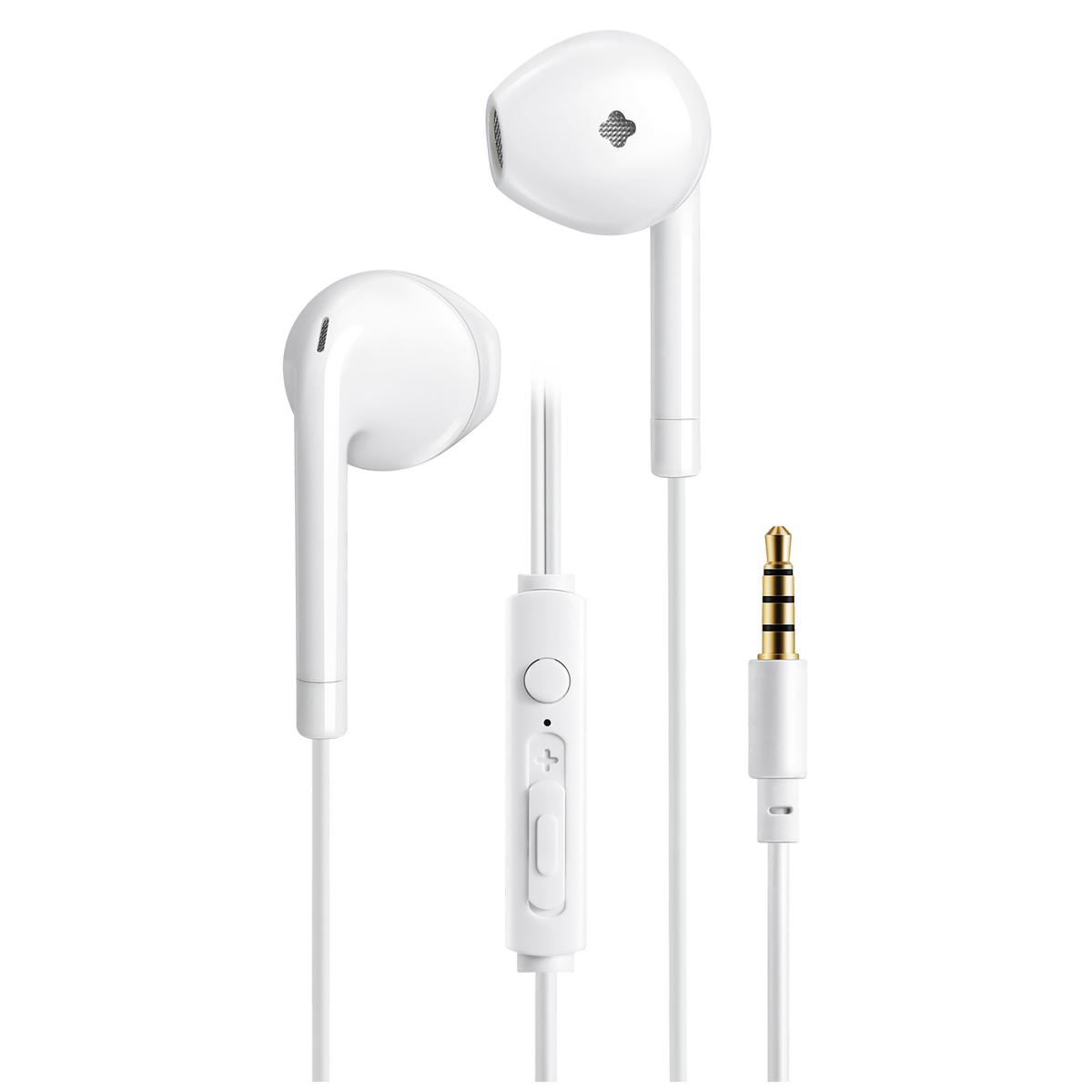 In-Ear Stereo-Headset "Comfort" - Rufannahme - Lautstärkeregelung - Klinkenstecker - weiß