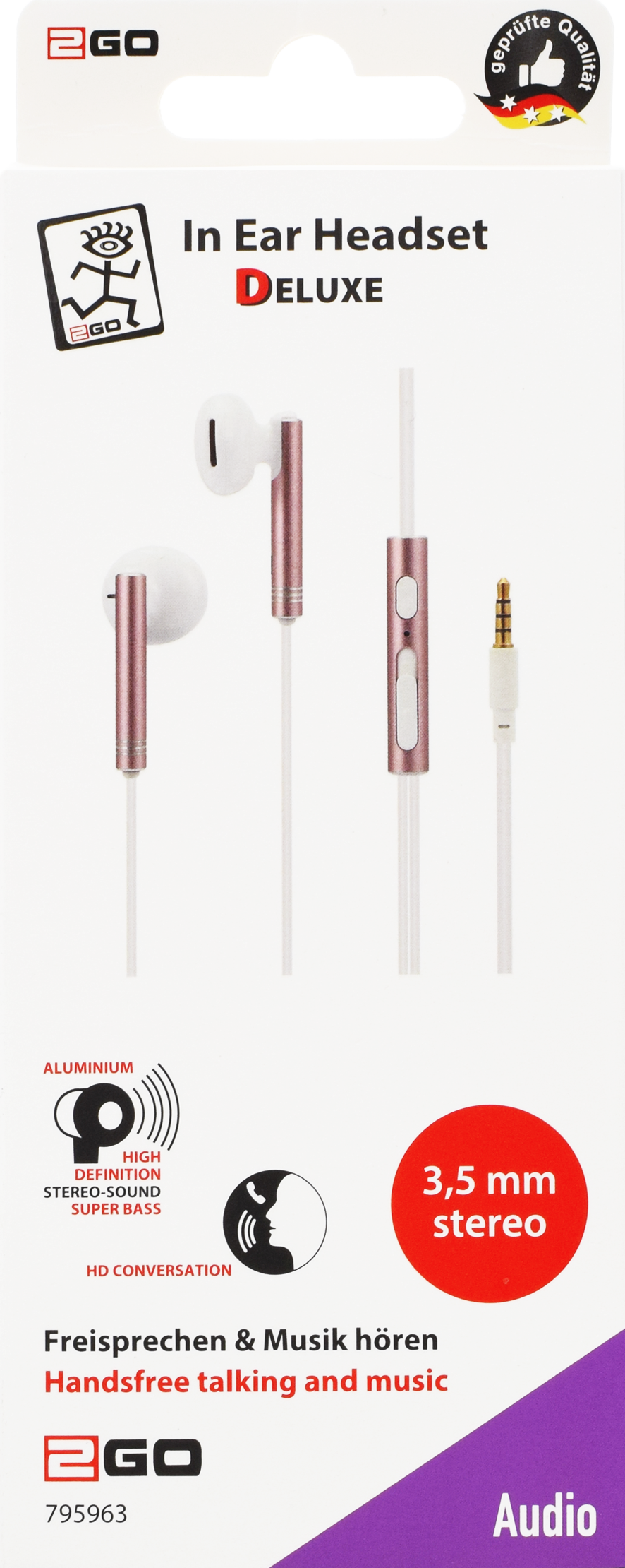 In-Ear Stereo-Headset weiß rosa