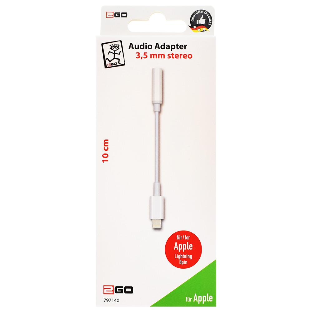 Audio-Adapter - Lightning-Stecker auf Klinken-Buchse - 10 cm - weiß - Verpackung