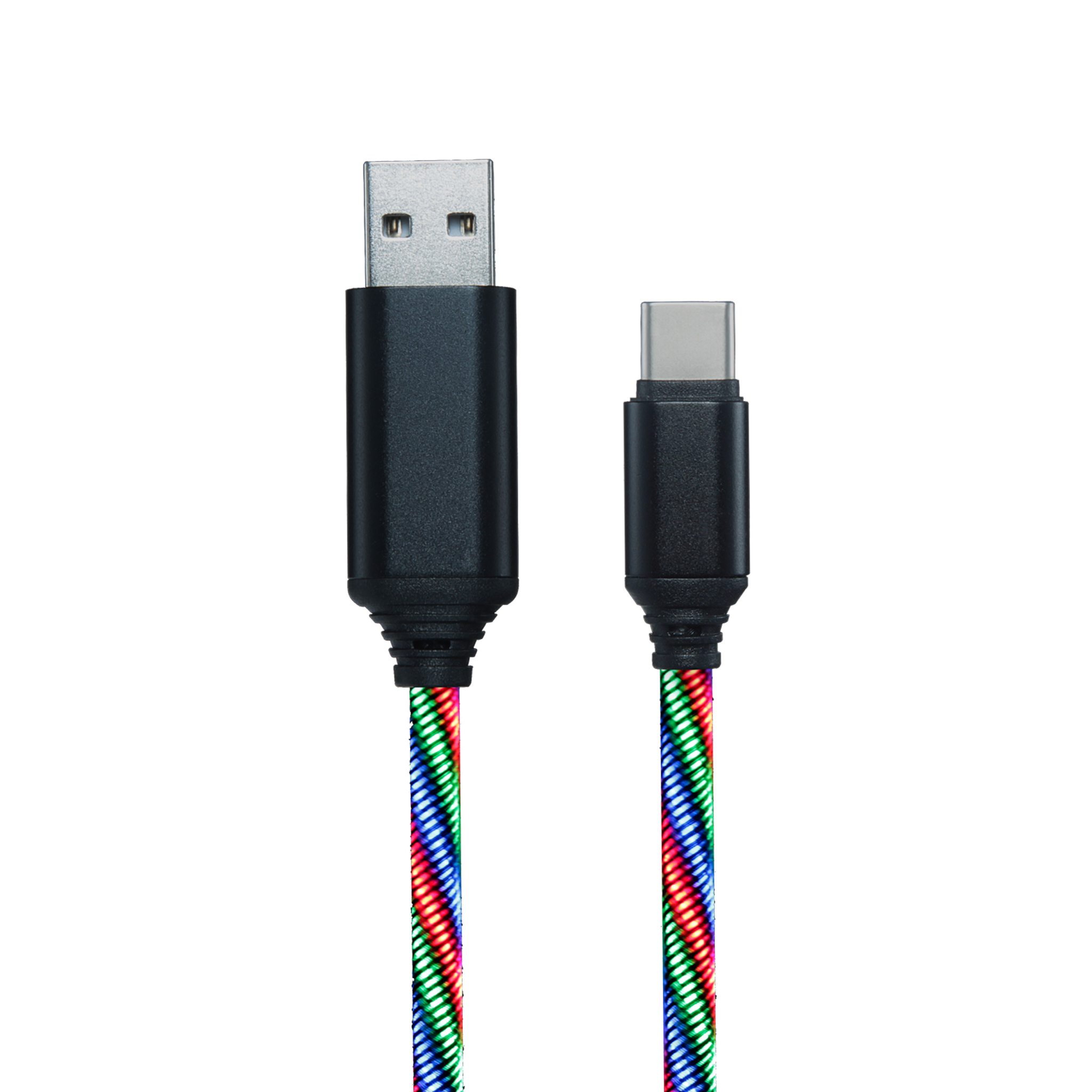 USB Datenkabel "Tricolor" - 3 Anschlussvarianten - 100 cm - grau mit dreifarbiger LED-Beleuchtung
