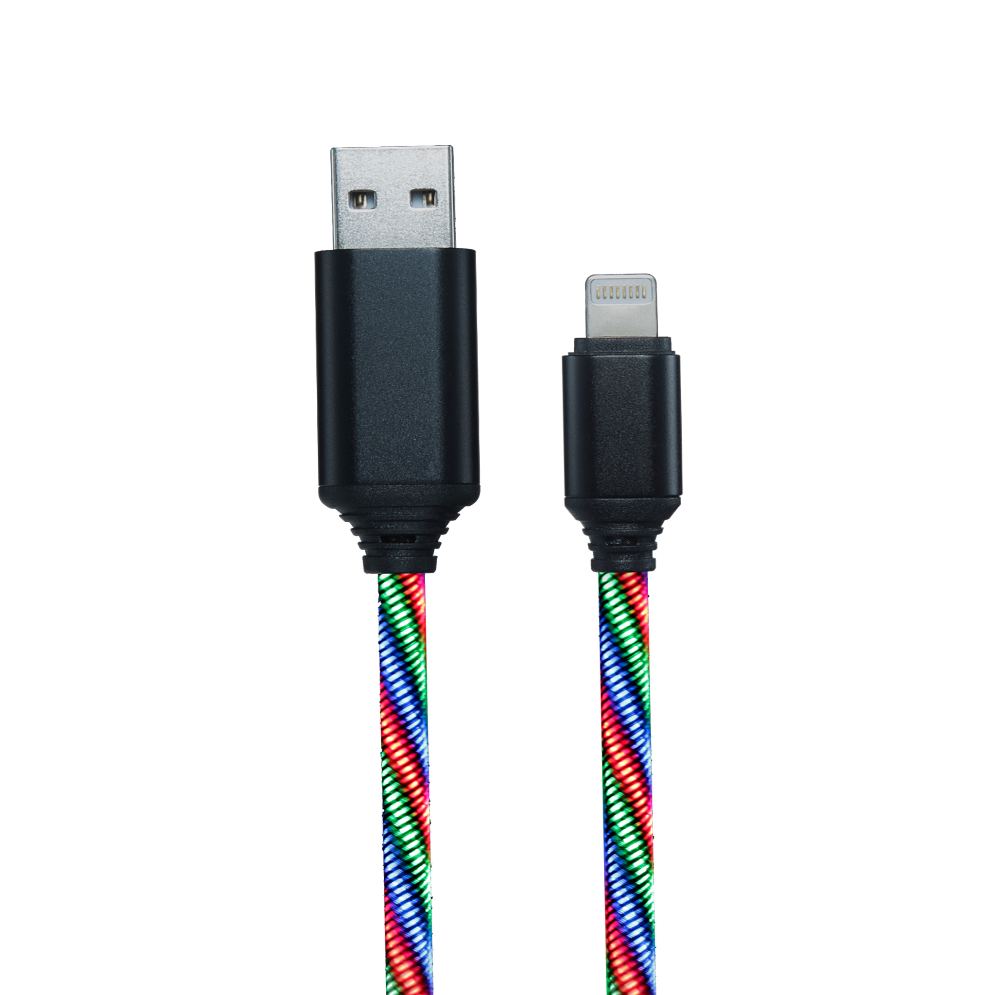 USB Datenkabel "Tricolor" - 3 Anschlussvarianten - 100 cm - grau mit dreifarbiger LED-Beleuchtung
