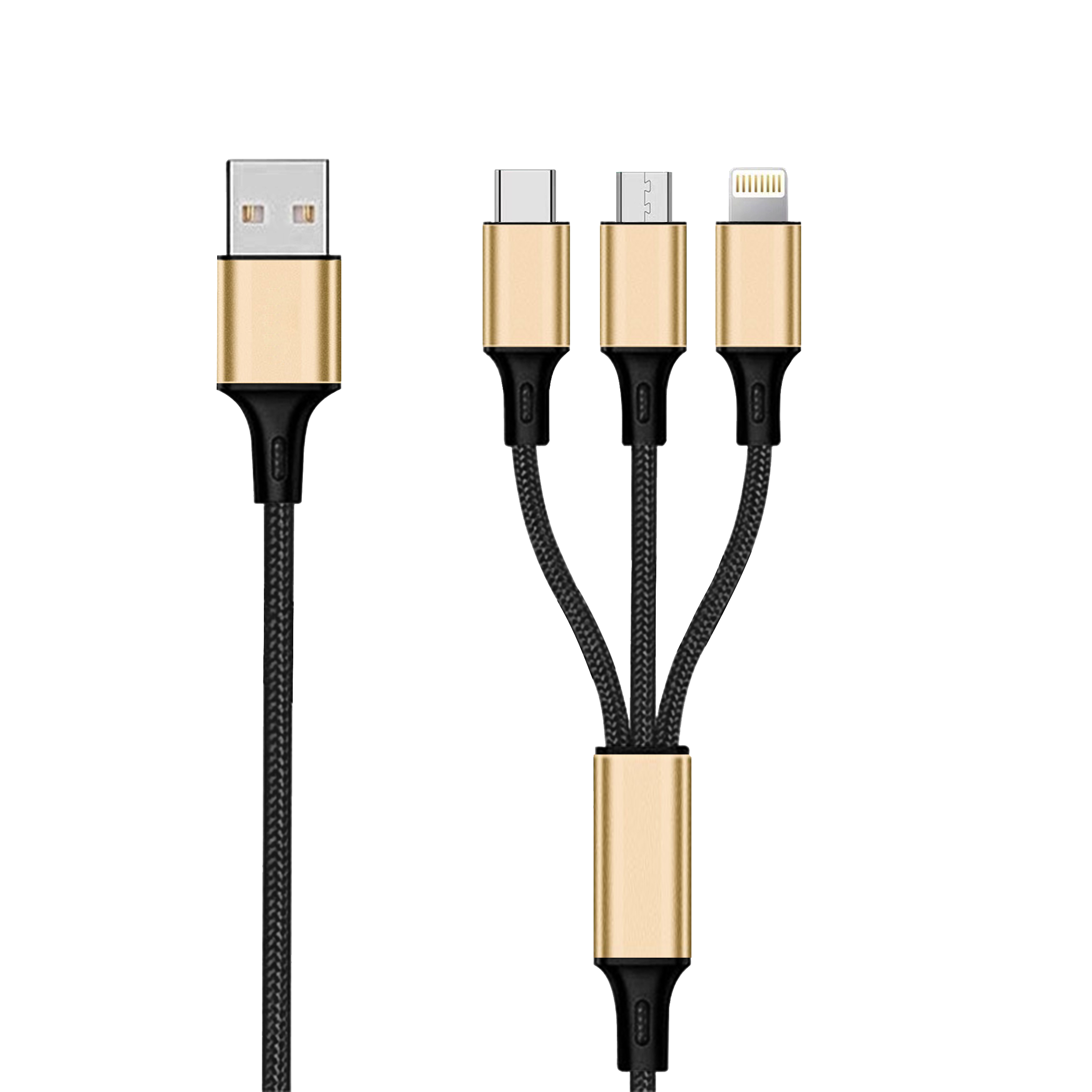 3 in 1 USB Ladekabel - USB A <-> Micro-USB / Apple 8-Pin (Lightning) / USB Type-C - 150 cm - diverse Farben