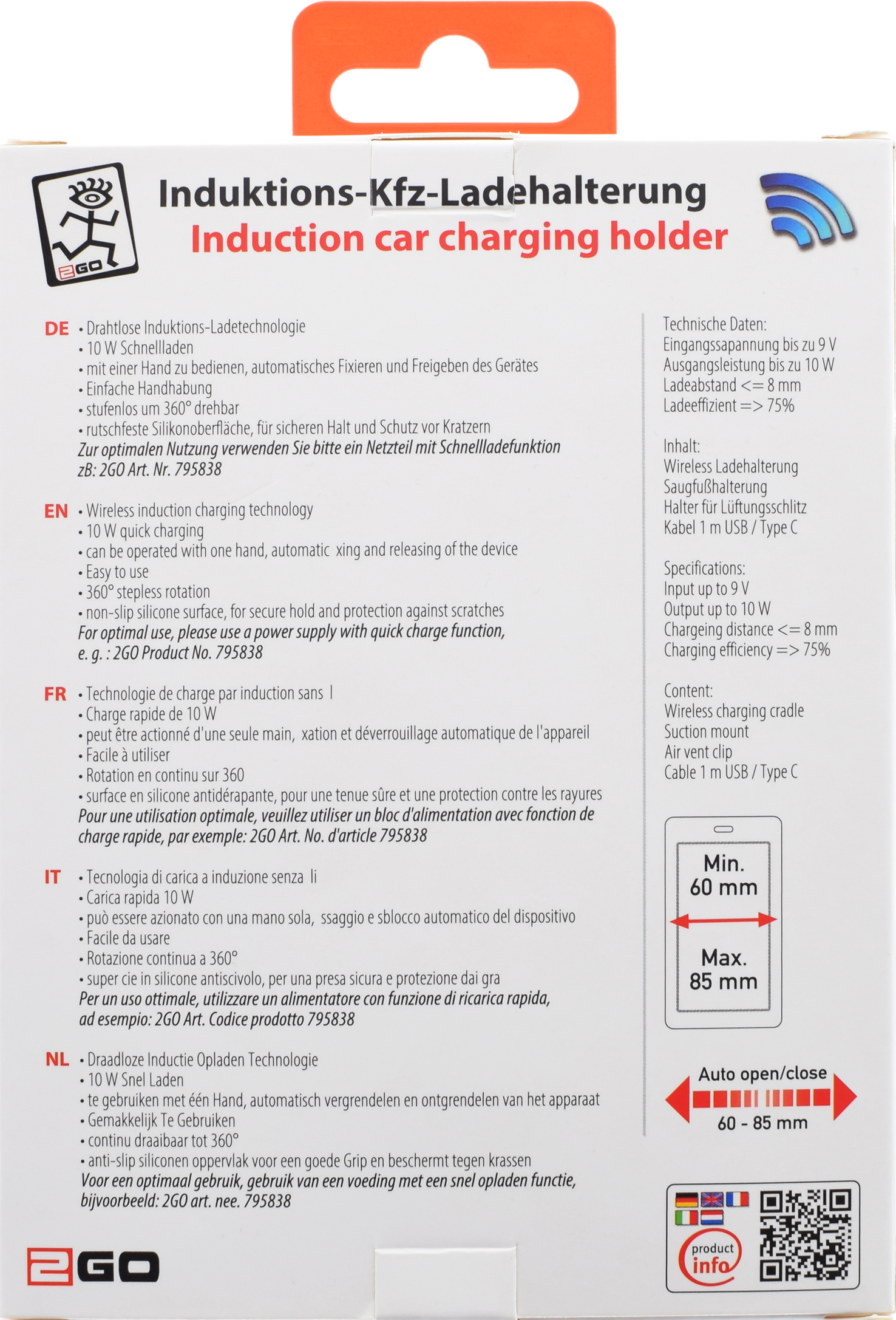 Universal Smartphone-Halterung mit "Wireless Charging"-Funktion