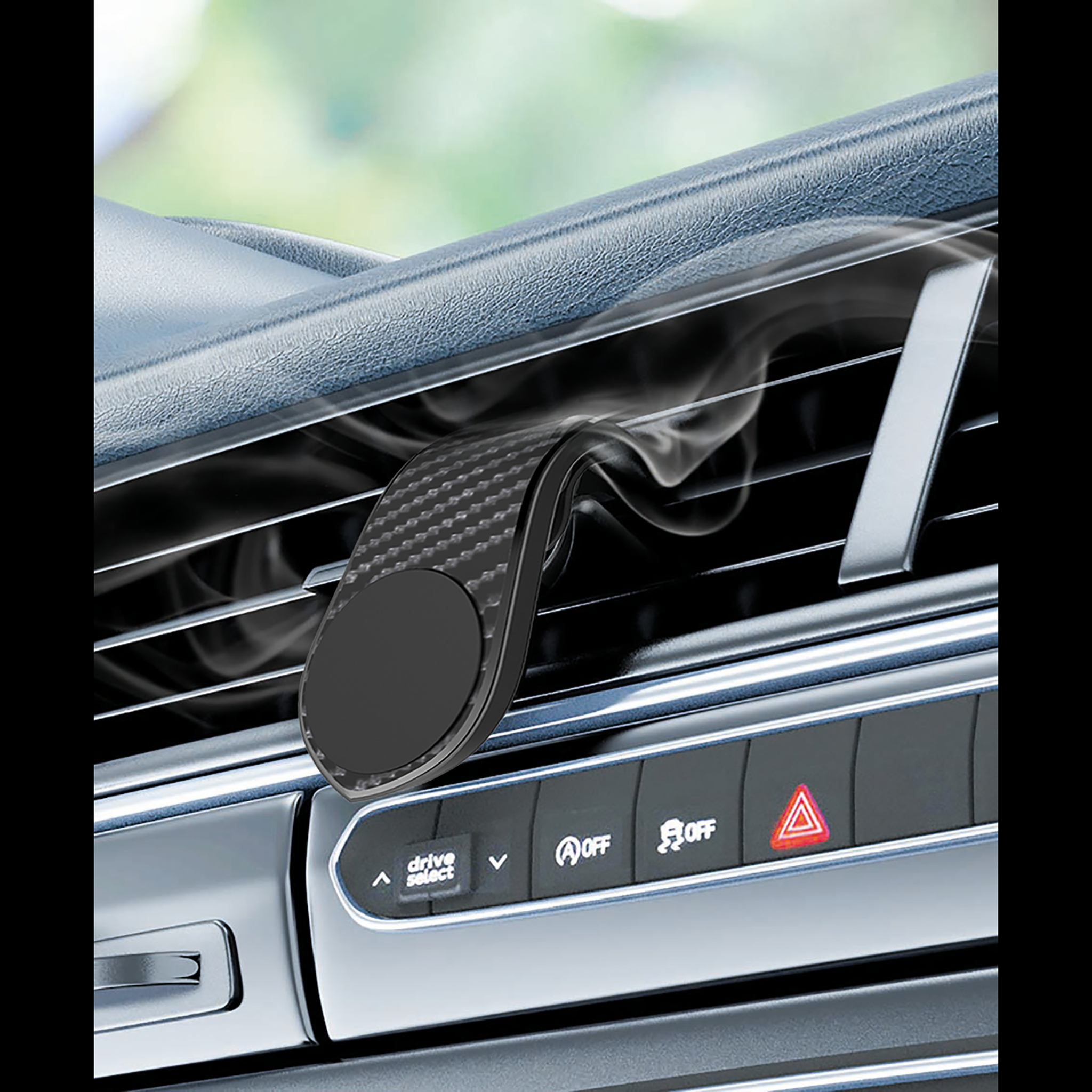 Halter "ClipMag" - Magnet - für Lüftungsschlitz - Carbon Look - Anwendung