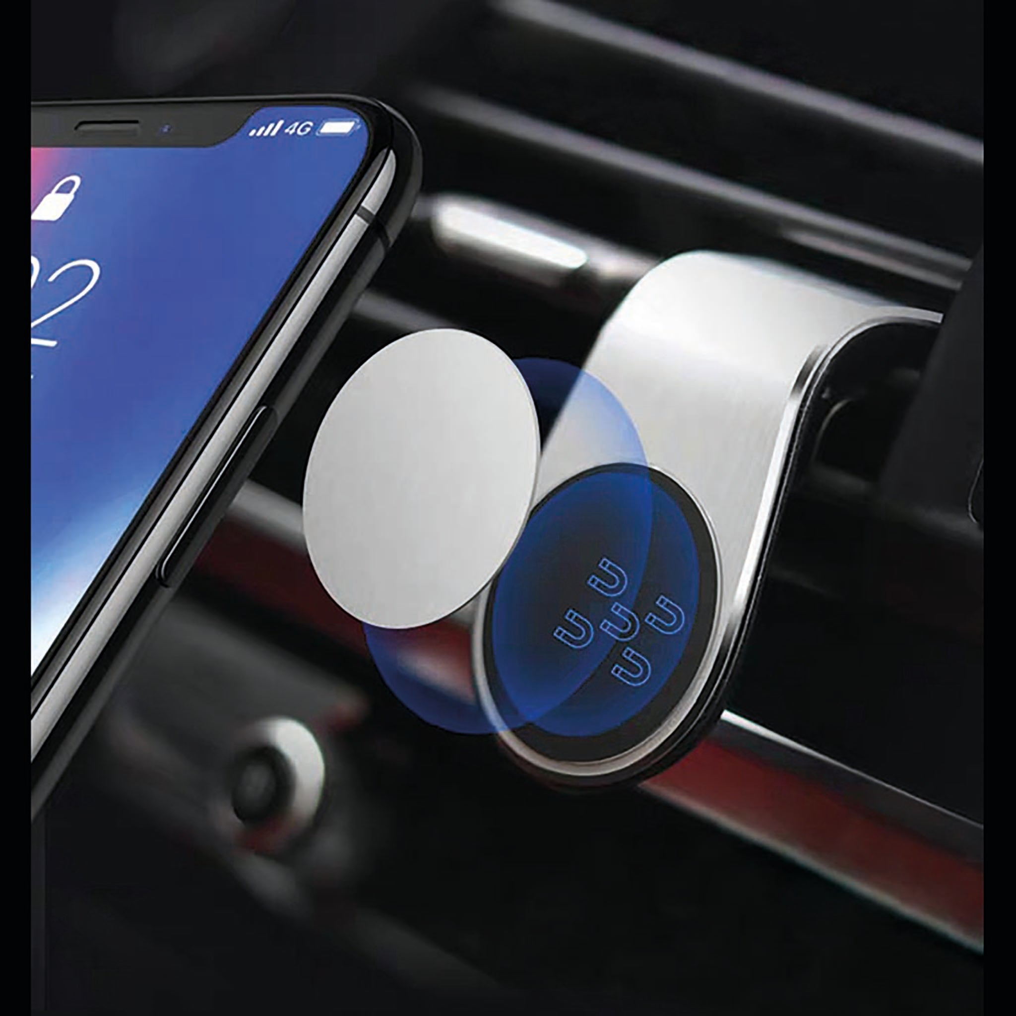 Halter "ClipMag" - Magnet - für Lüftungsschlitz - silber - Anwendung