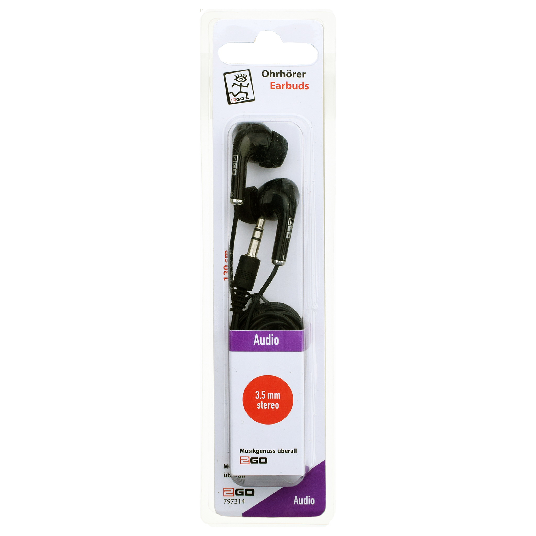 In-Ear Stereo-Ohrhörer - Klinkenstecker - schwarz - Verpackung