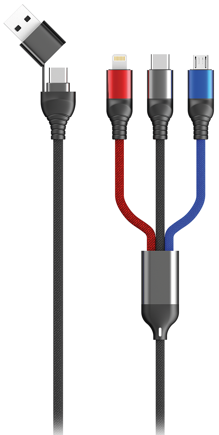 All in One USB Ladekabel - USB A / USB Type-C <-> Micro-USB / Apple 8-Pin / USB Type-C - 120 cm - diverse Farben