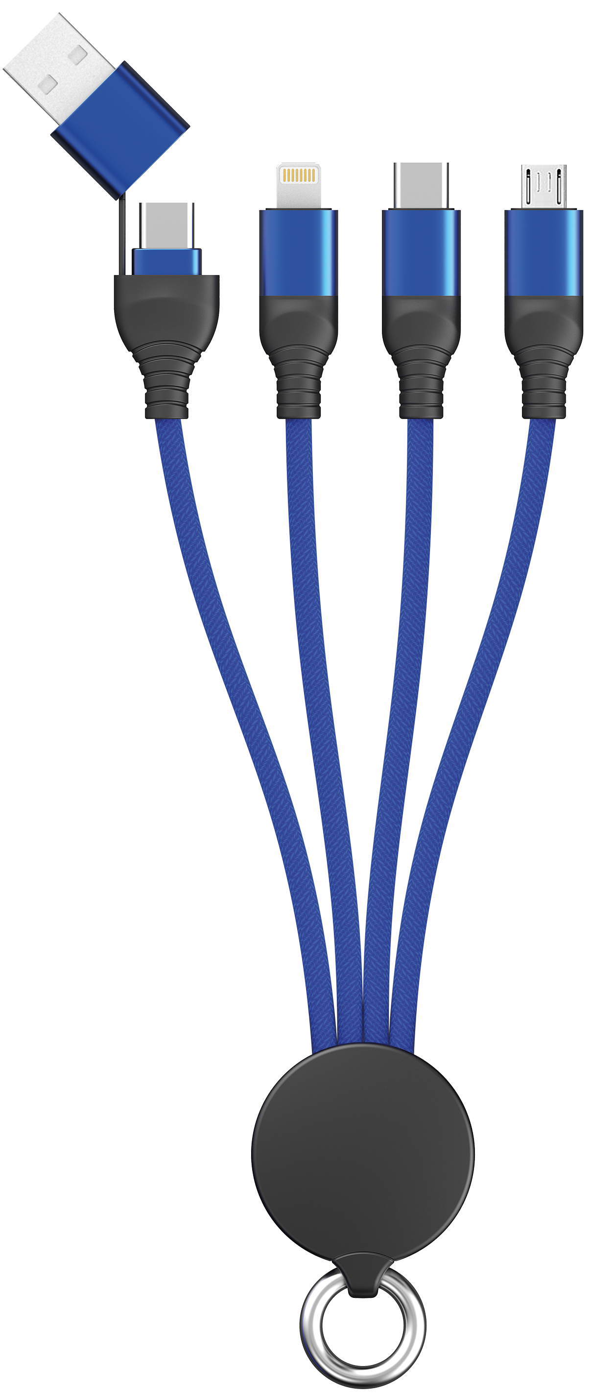 All in One USB Ladekabel - USB A / USB Type-C <-> Micro-USB / Apple 8-Pin / USB Type-C - 15 cm - diverse Farben