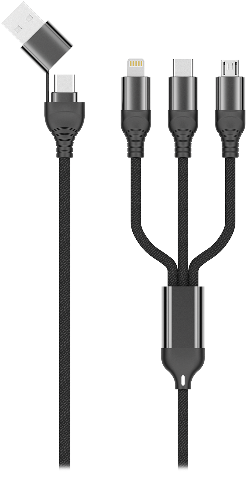 All in One USB / Type-C Ladekabel - schwarz - 100 cm