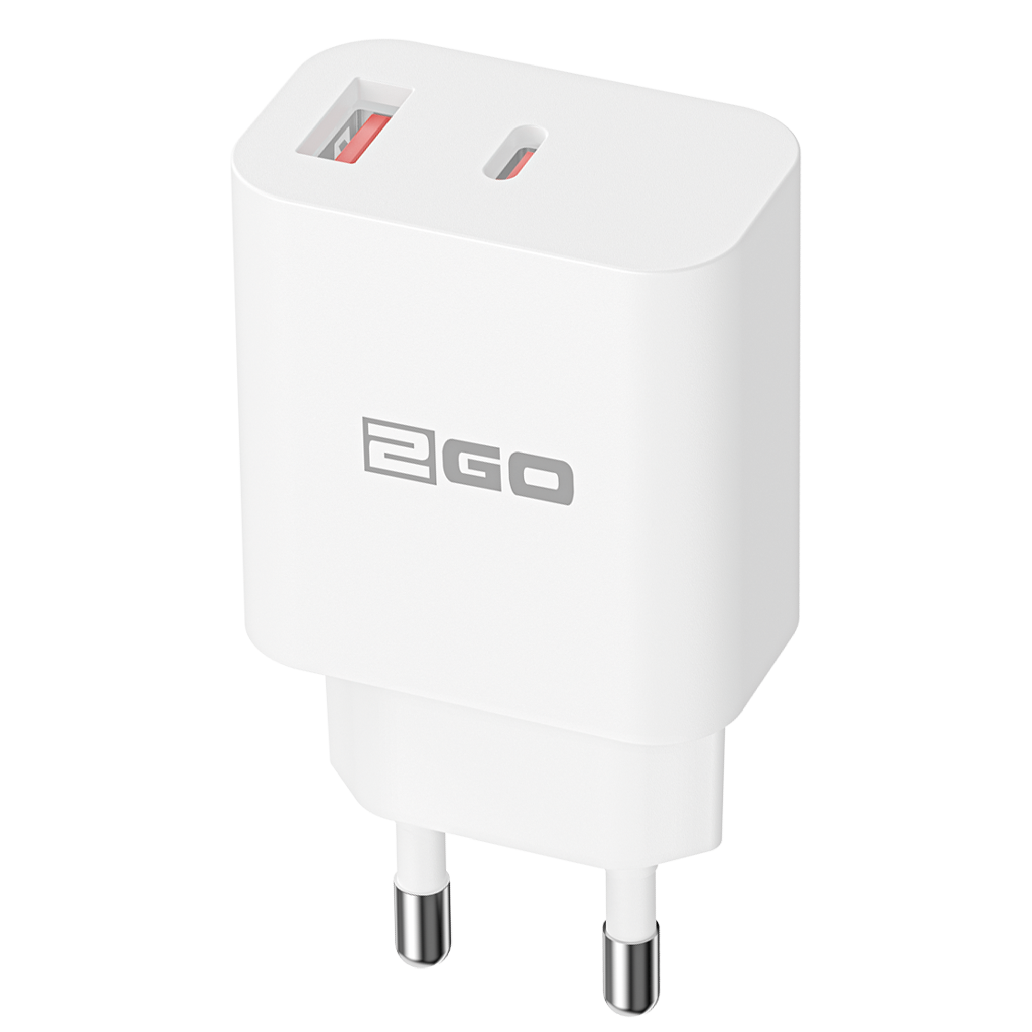 Netzladegerät 100 V - 240 V - 1 x USB A und 1 x USB Type-C - 3000 mA - 20 W -weiß