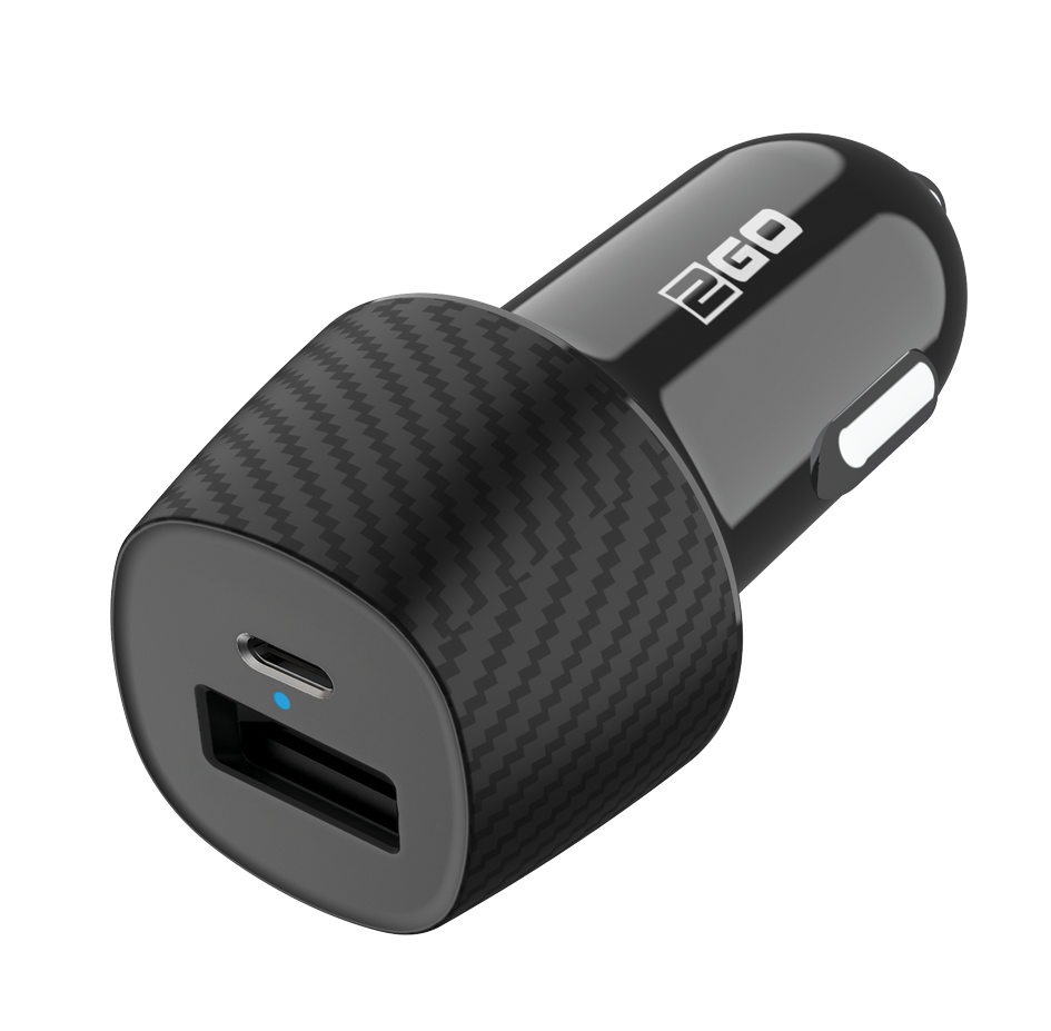 Kfz-Ladeset / (2-teilig) / Power Delivery & FastCharge / 1 x USB A & 1 x USB Type-C / 20 W / 3000 mA / schwarz