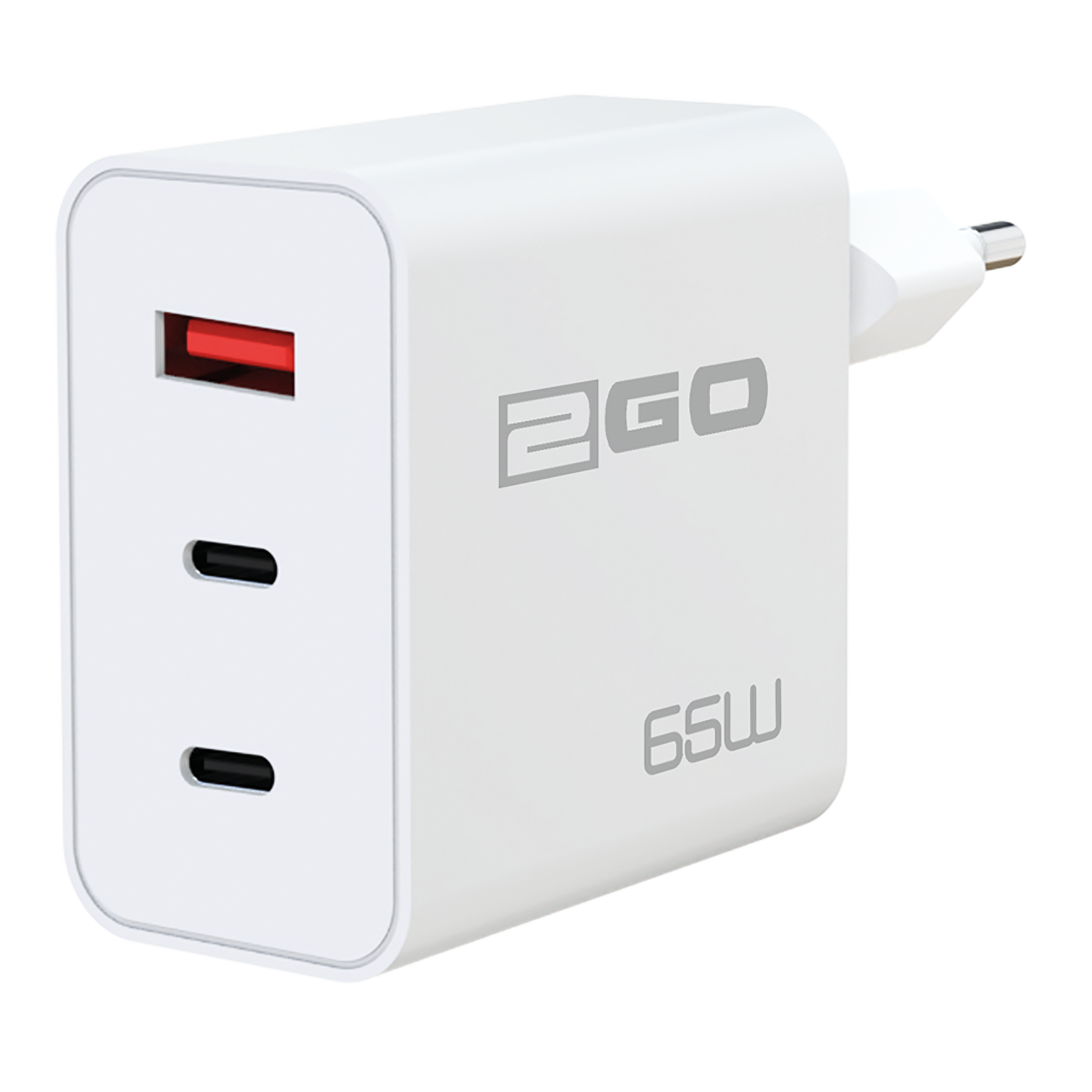 USB Netzladegerät - 100 V - 240 V - USB A - 2x USB Type-C - 65 W - weiß