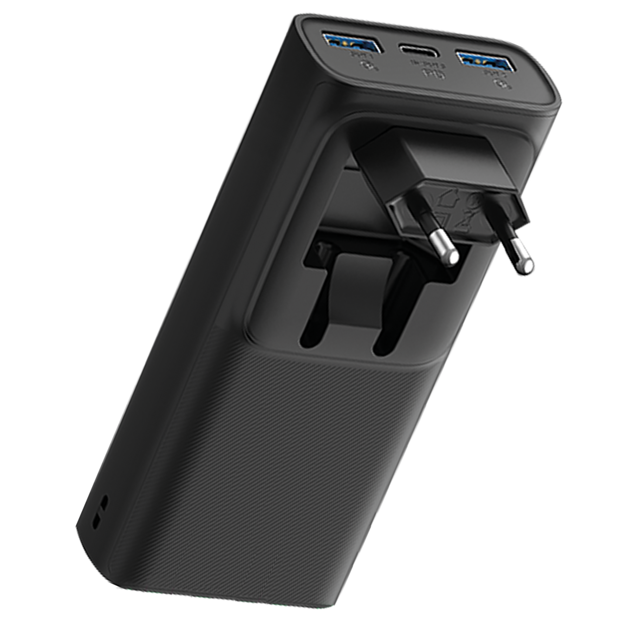Powerbank 10000 mAh - 2x USB A - 1x USB Type-C - durchladefähig - schwarz