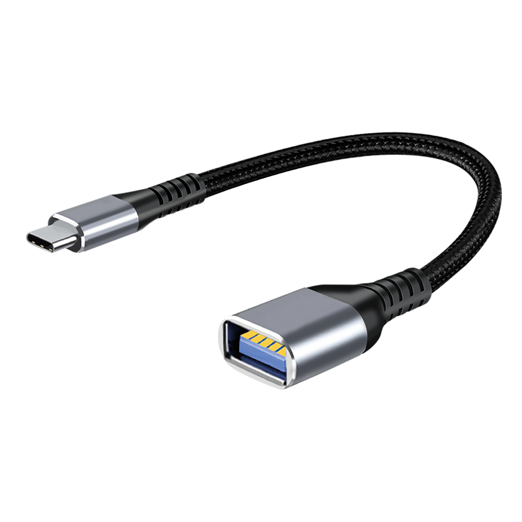 OTG Adapter - USB Type-C auf USB A - USB 3.0 - Nylonmantel - Aluminiumstecker - silber