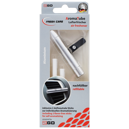 Lufterfrischer Aroma Tube - für die Kfz-Lüftung - silber - Verpackung