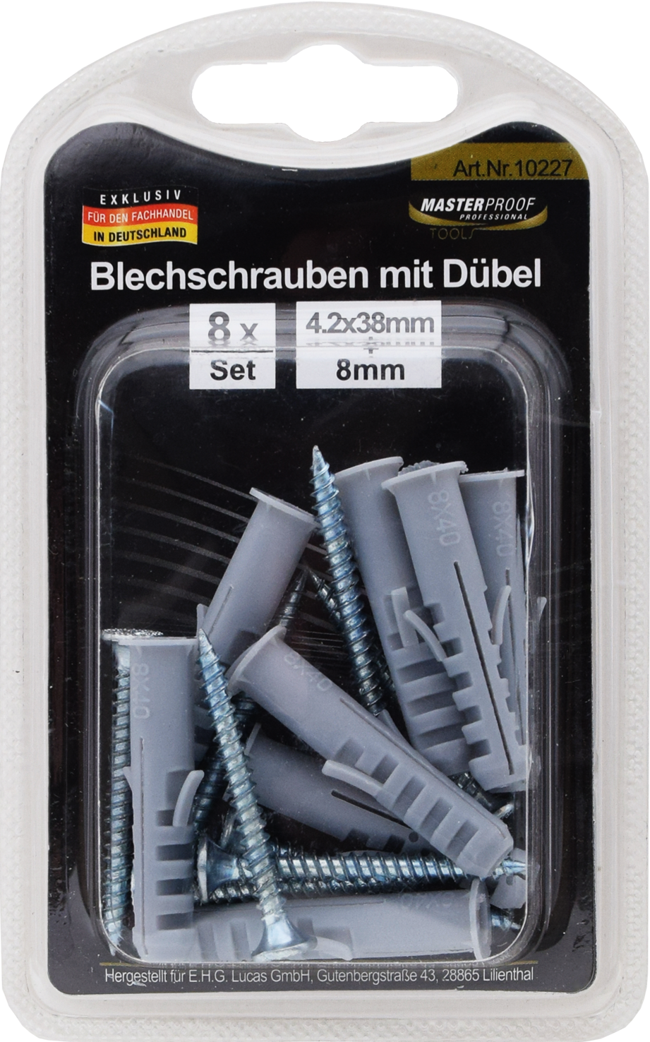 Blechschrauben 4 x 38 mm mit Dübel 8 mm