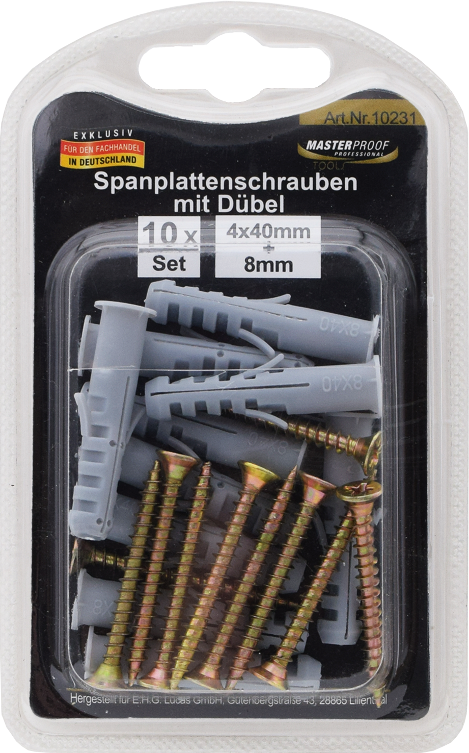Spanplattenschrauben 4 x 40 mm mit Dübel 8 mm
