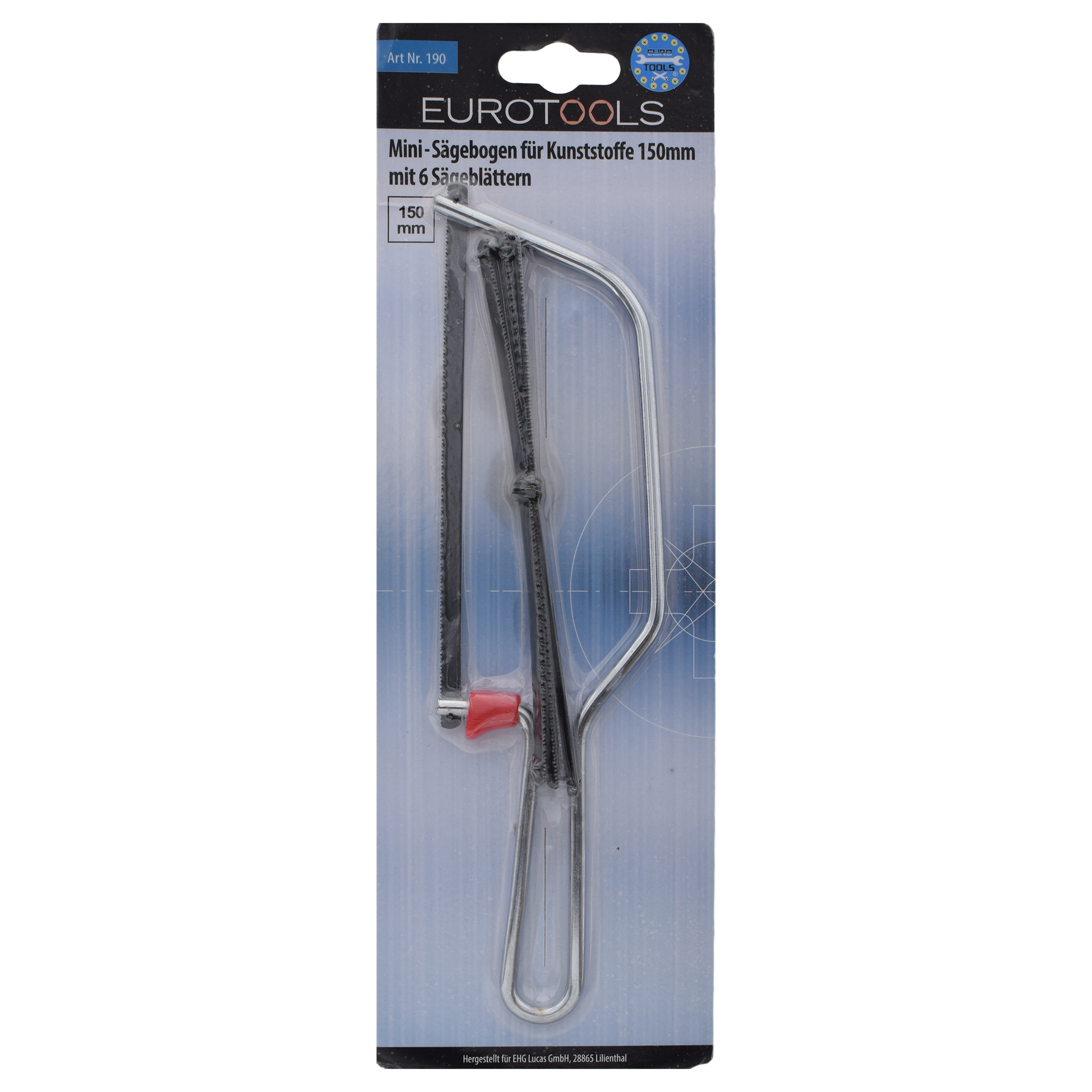 Mini-Sägebogen - 150mm - für Kunststoff und Metall - inklusive 6 Sägeblättern