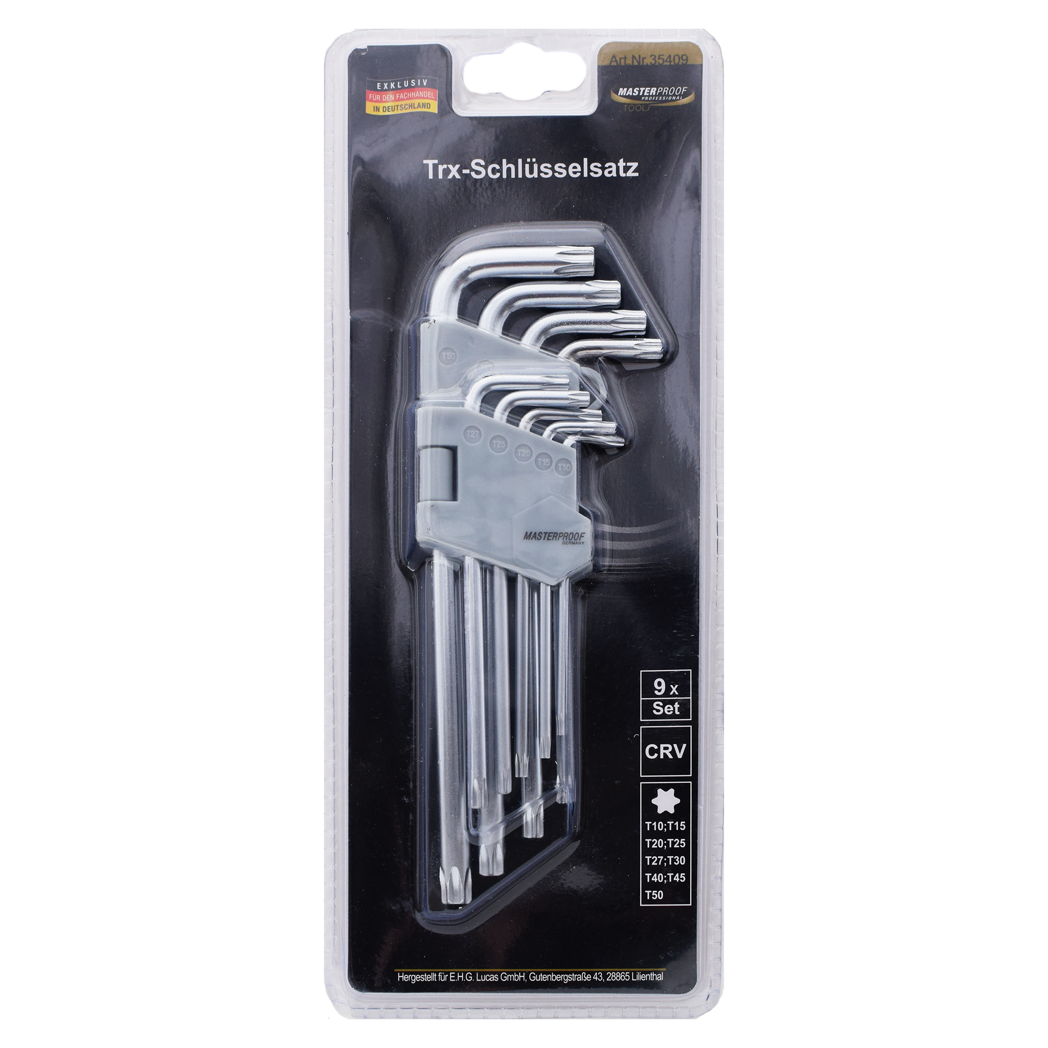 Torx Schlüsselsatz - 9-teilig - CRV - mit Halter