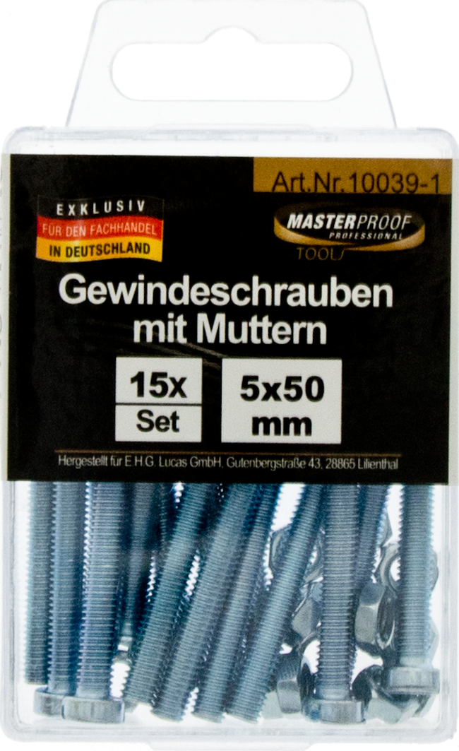 Gewindeschrauben mit Muttern 5 x 50 mm