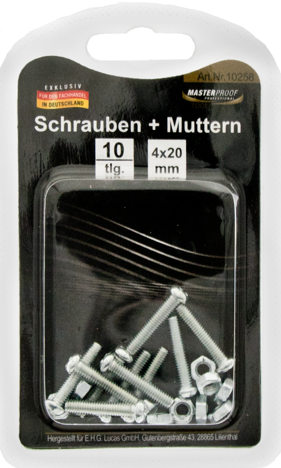 Schrauben und Muttern 4 x 20 mm