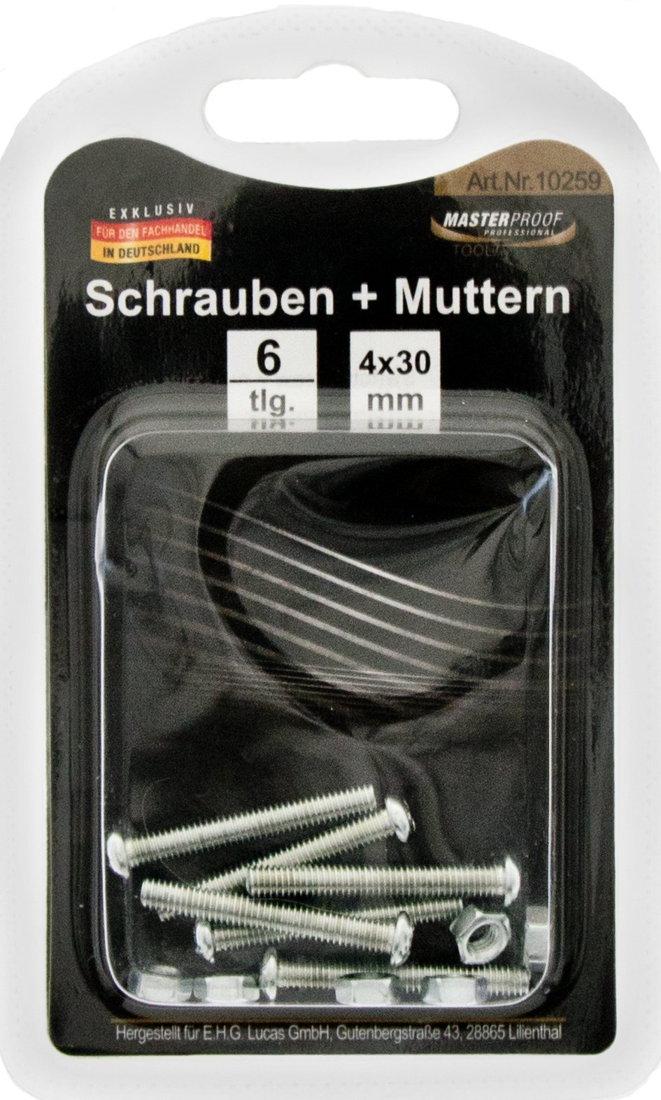 Schrauben und Muttern 4 x 30 mm