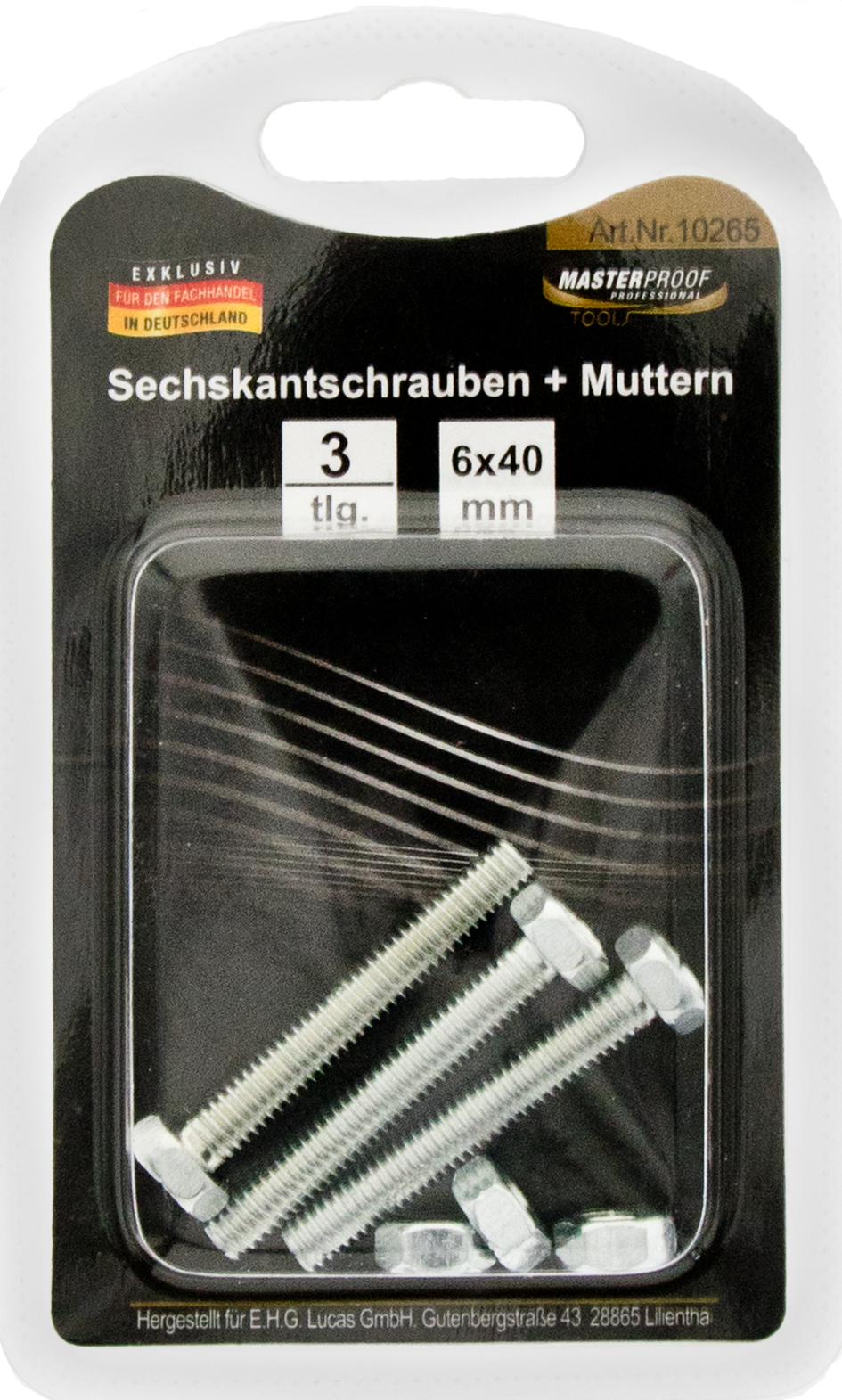 Sechskantschrauben und Muttern 6 x 40 mm