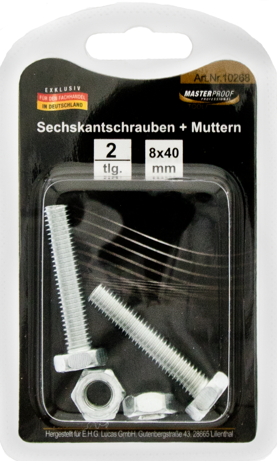 Sechskantschrauben und Muttern 8 x 40 mm