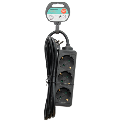 Steckdosenleiste 3-fach - 16A - 3680W - 150 cm - schwarz - Verpackung