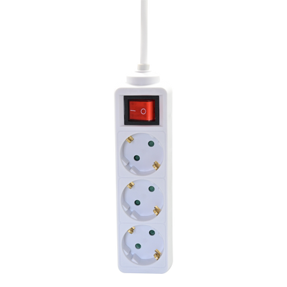 Steckdosenleiste 3-fach mit beleuchtetem Schalter - 16A - 3680W - 150cm - weiß